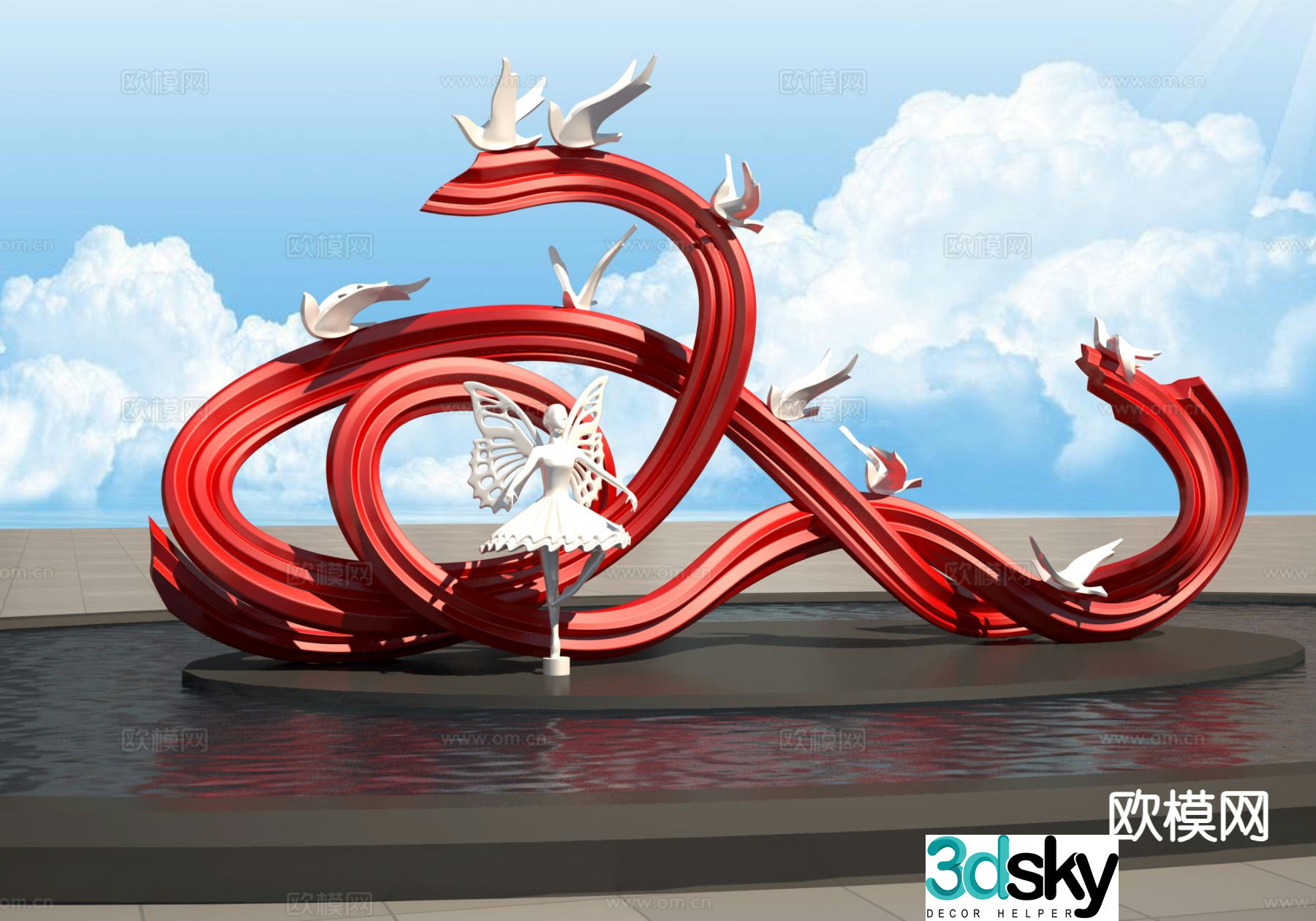 Streamer little angel sculpture 3d model