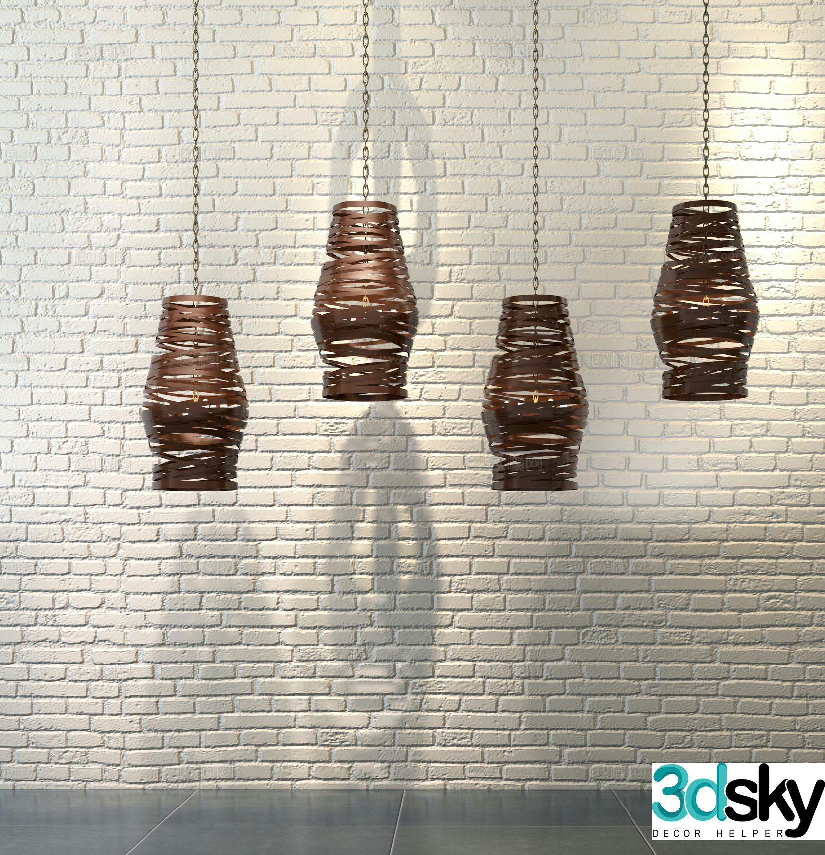 Bedside small chandelier simple chandelier 3d model