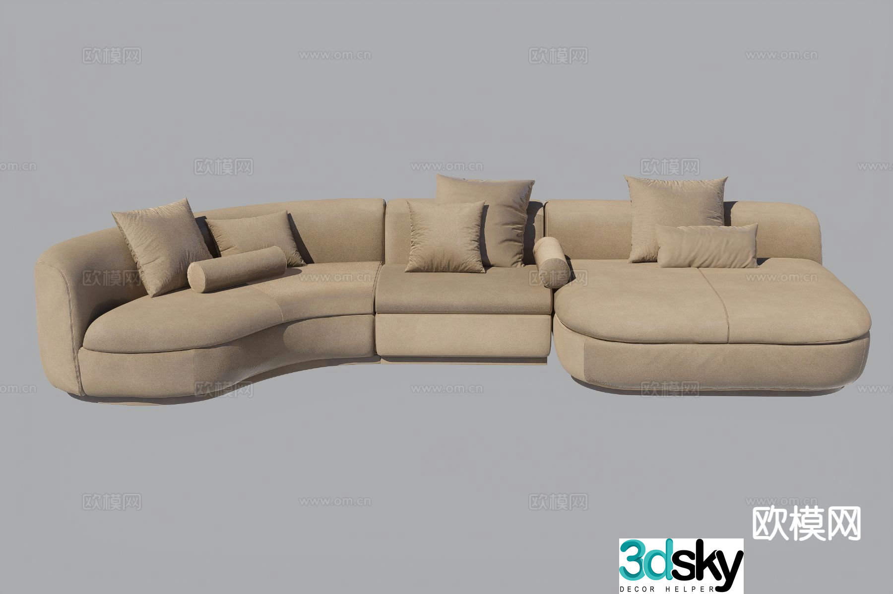 Italian multi-person sofa curved sofa 3d model
