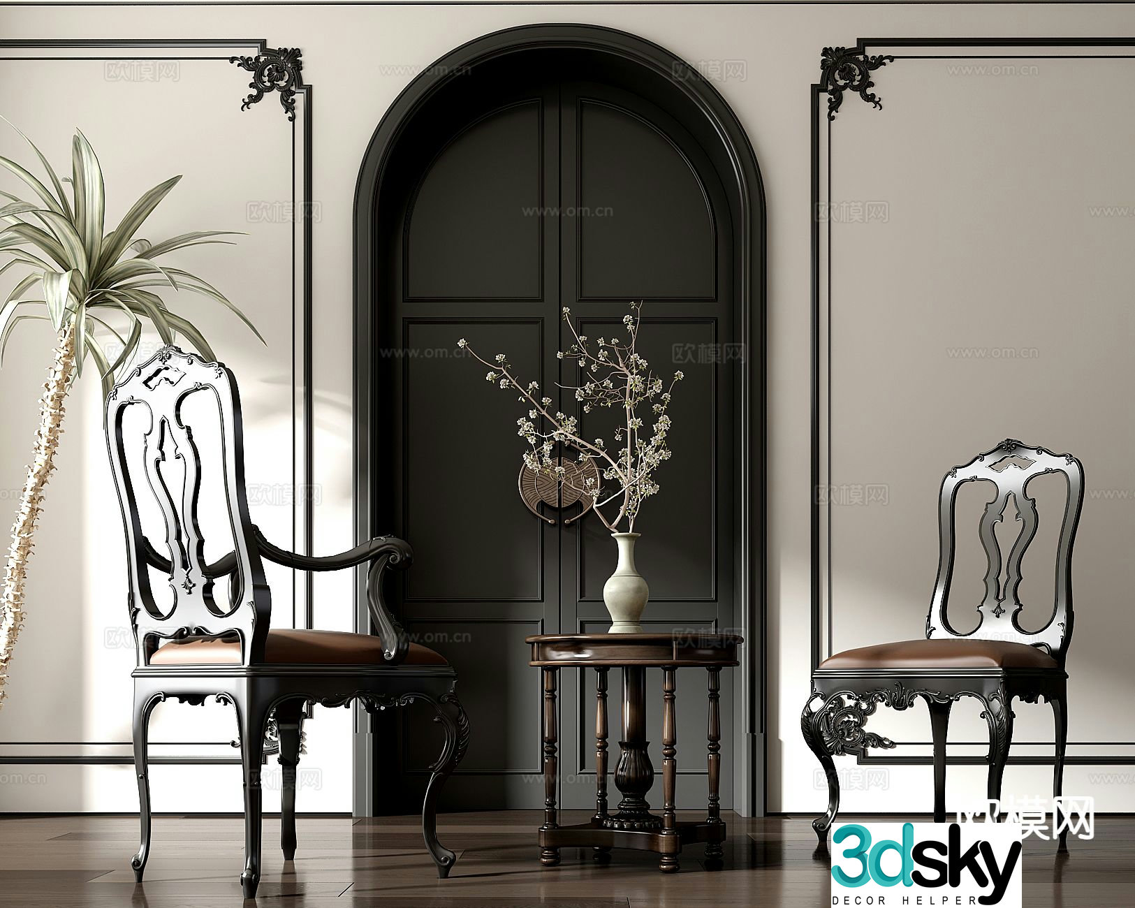 French chair armchair lounge chair 3d model