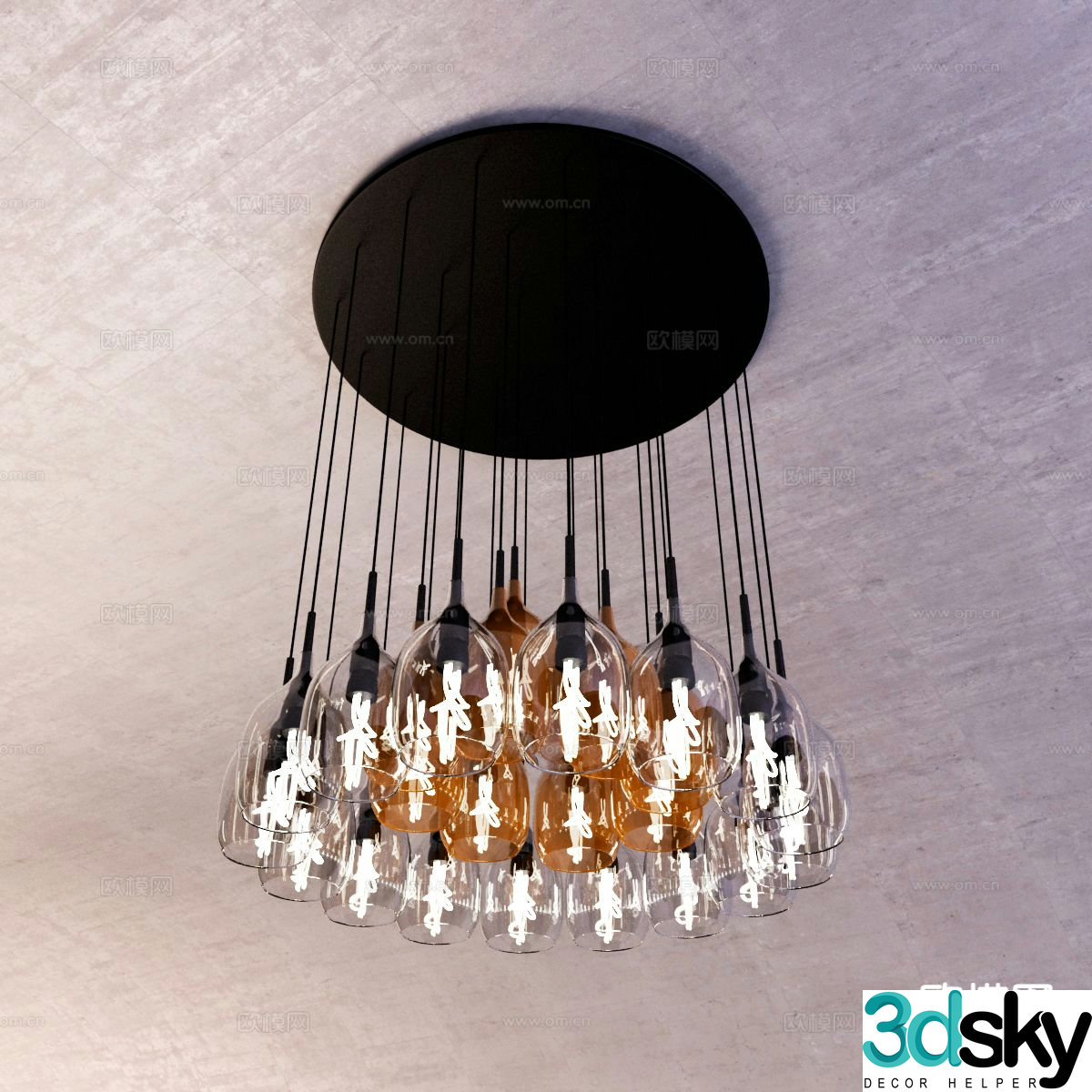 Light luxury chandelier restaurant chandelier 3d model