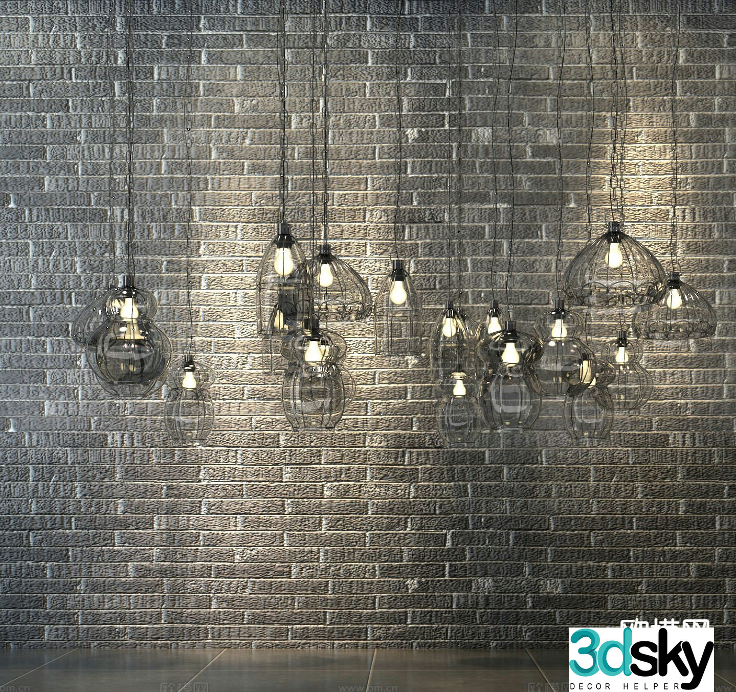 Industrial style chandelier glass chandelier fashion chandelier 3d model