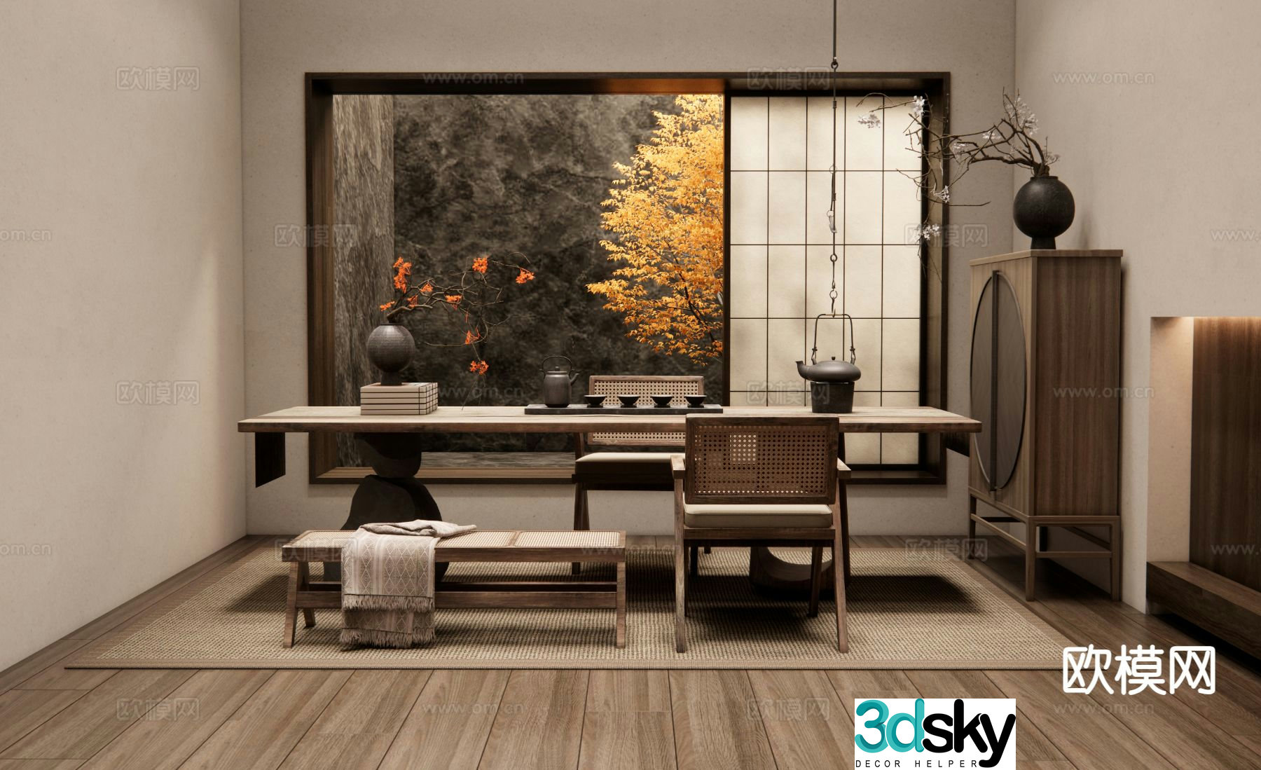 Wabi-sabi Zen teahouse 3D model