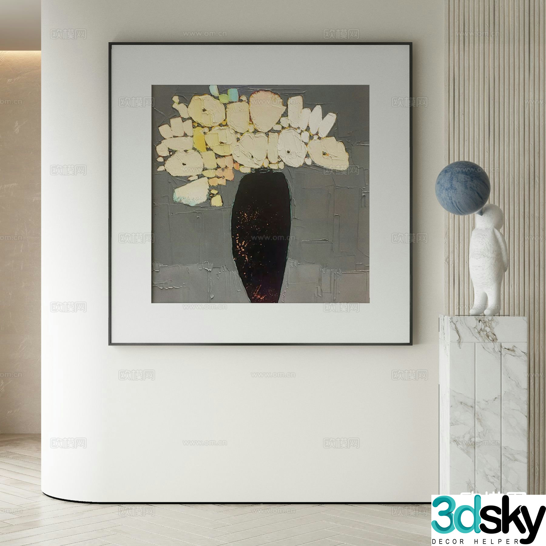 Wabi-sabi painting texture painting decorative painting hanging painting 3D model