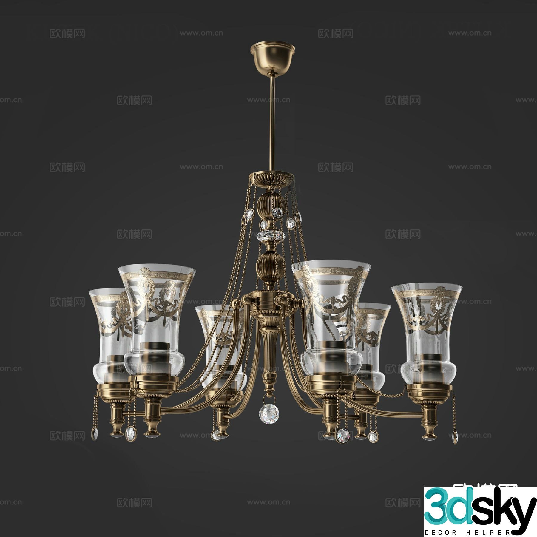 Simple European chandelier hall chandelier 3d model
