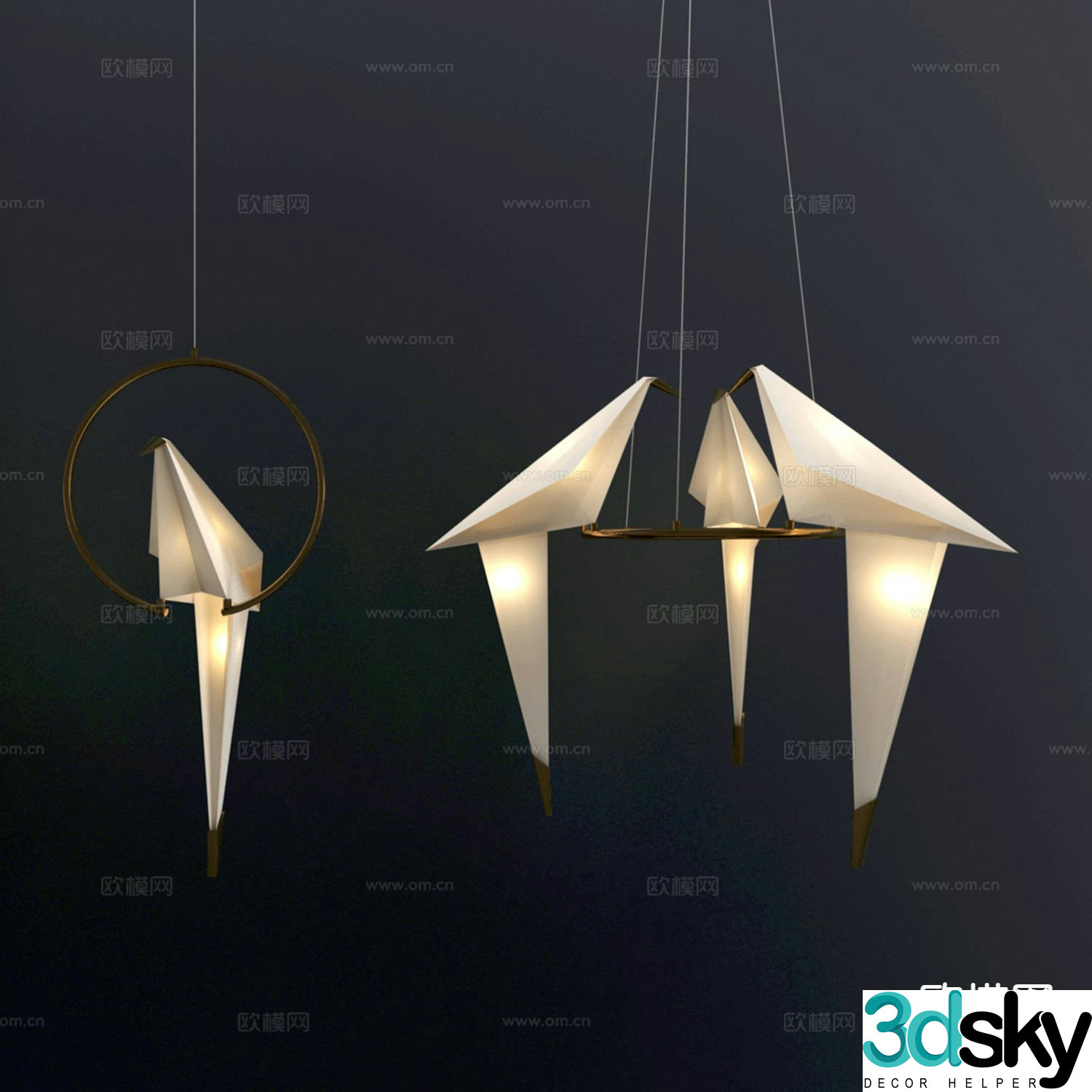 Light luxury bird chandelier 3D model