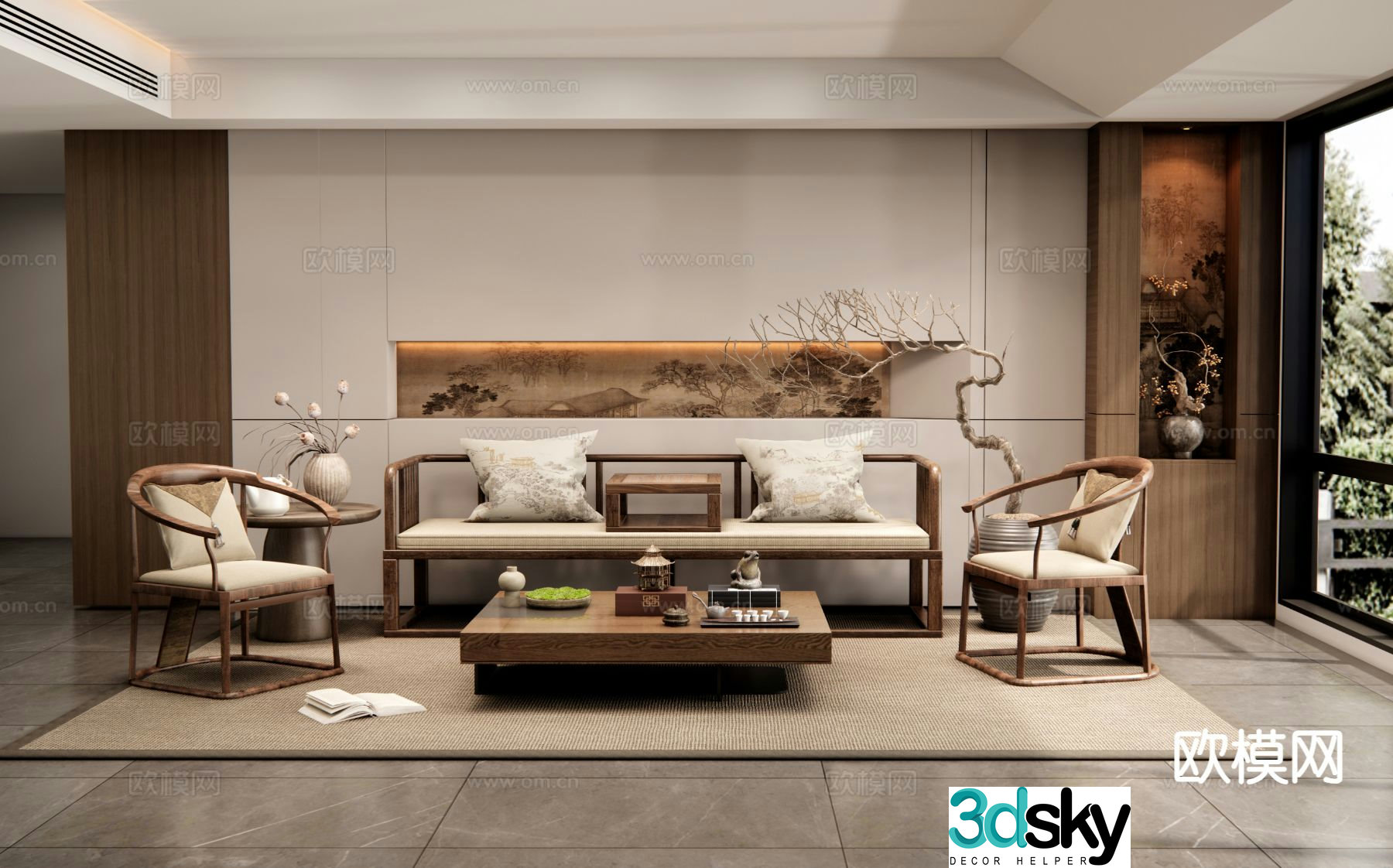 New Chinese style living room 3d model