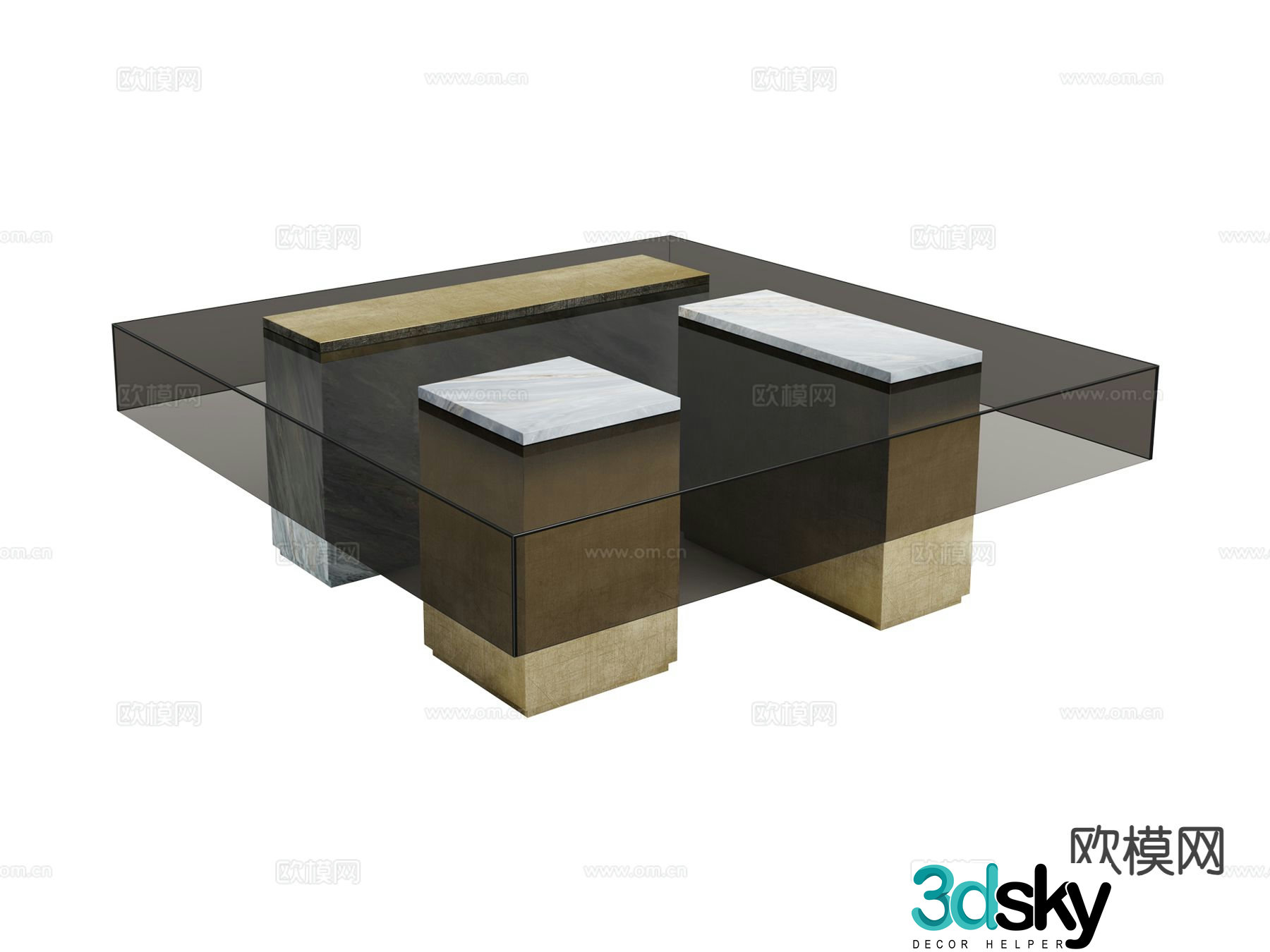 visionnaire glass coffee table 3d model