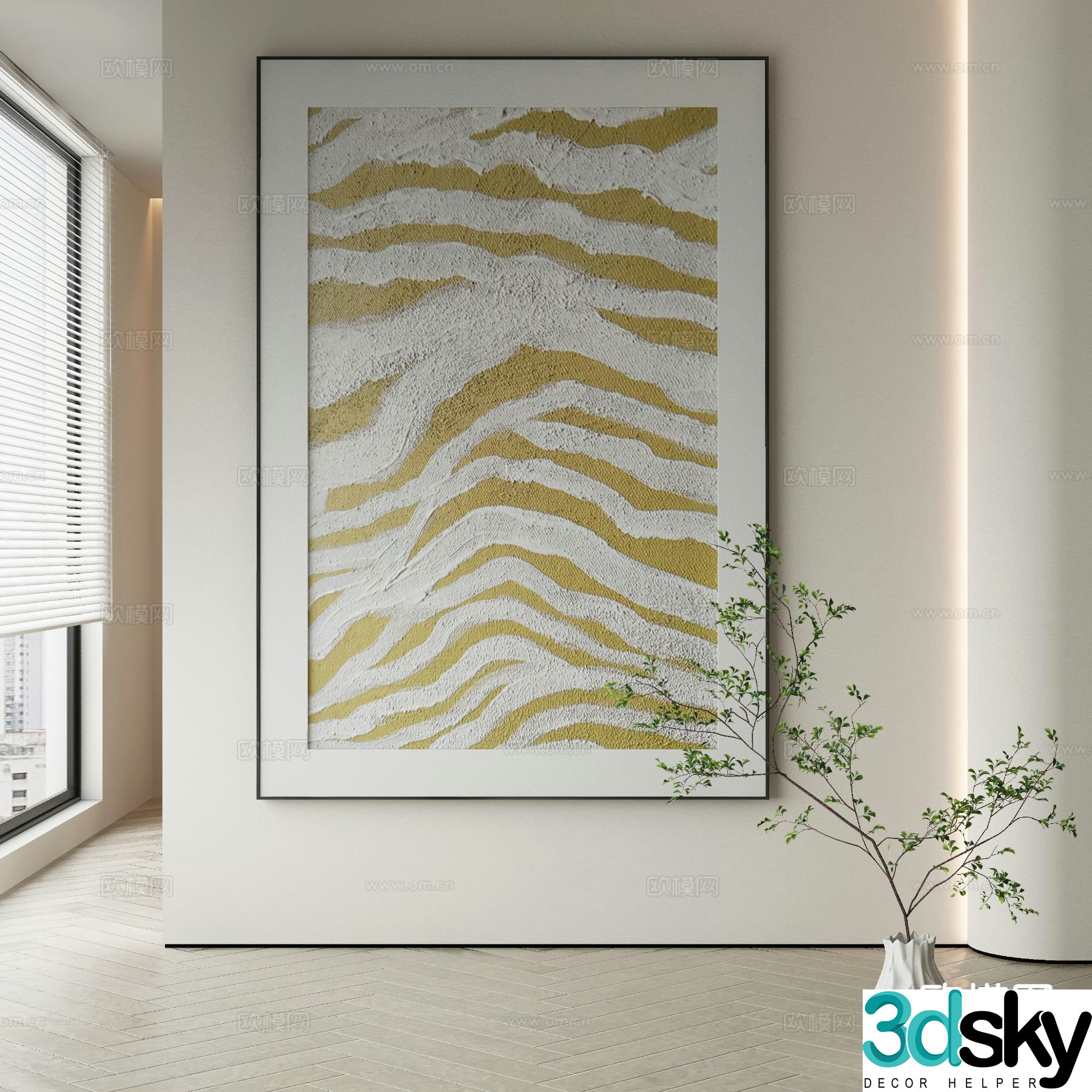 Wabi-sabi painting texture painting decorative painting hanging painting 3D model