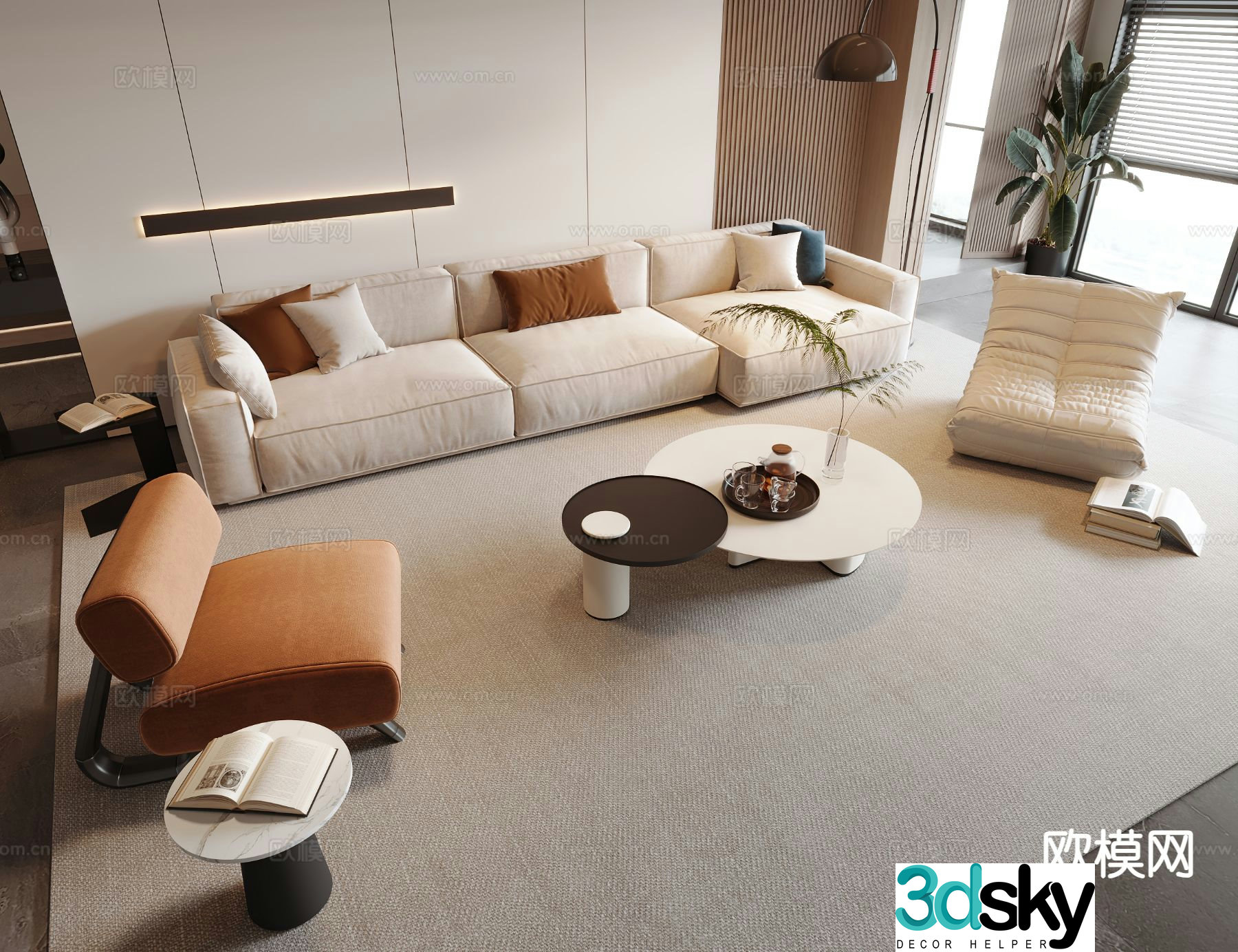 Italian style modular sofa corner sofa 3d model