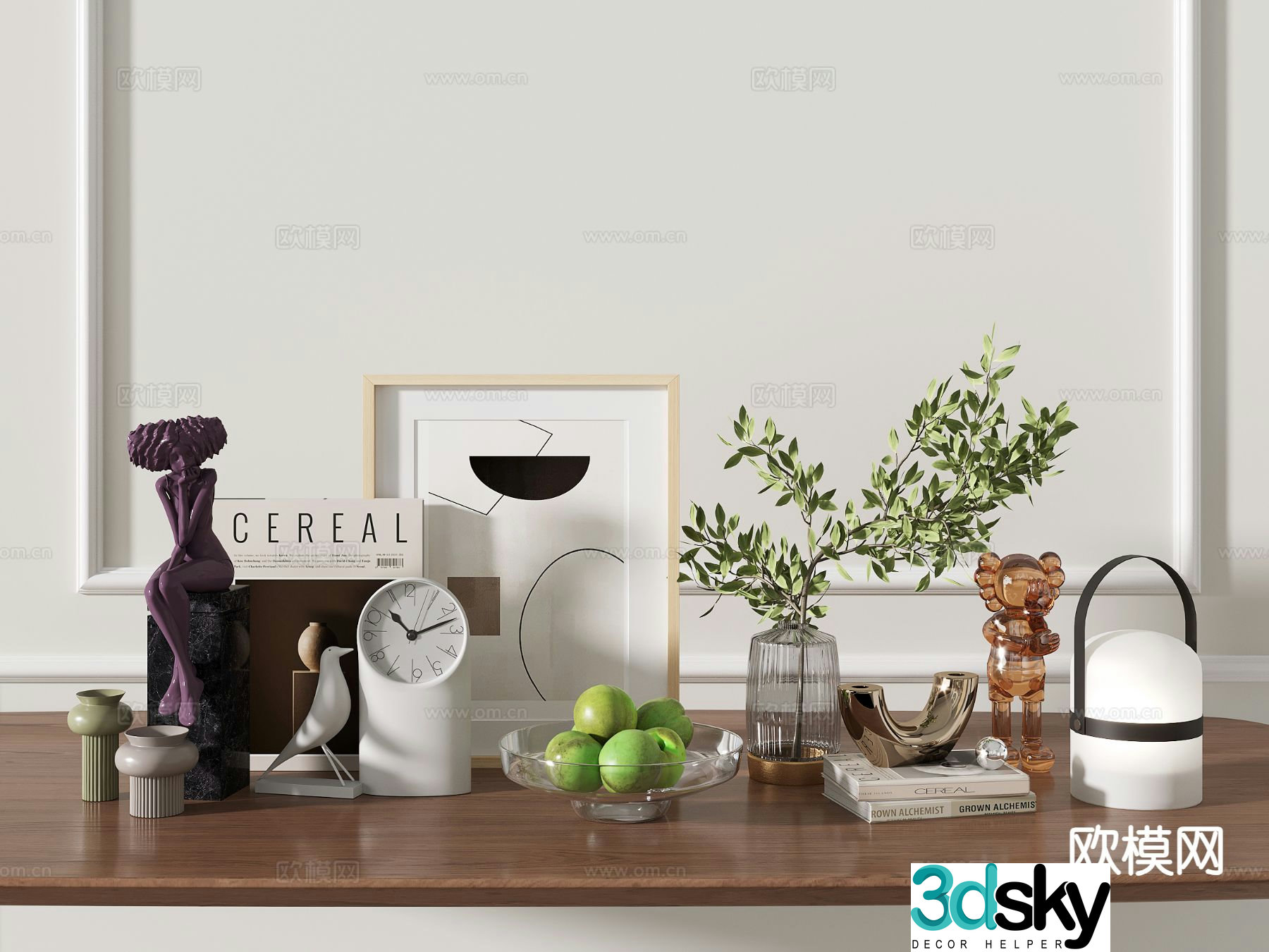 Modern decorations desktop ornaments paintings books 3D model