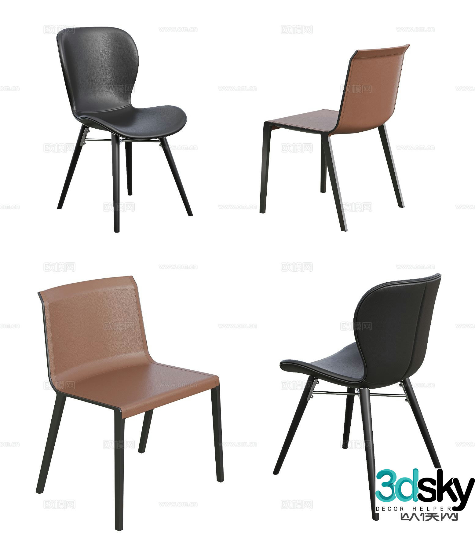 Modern chair dining chair 3d model
