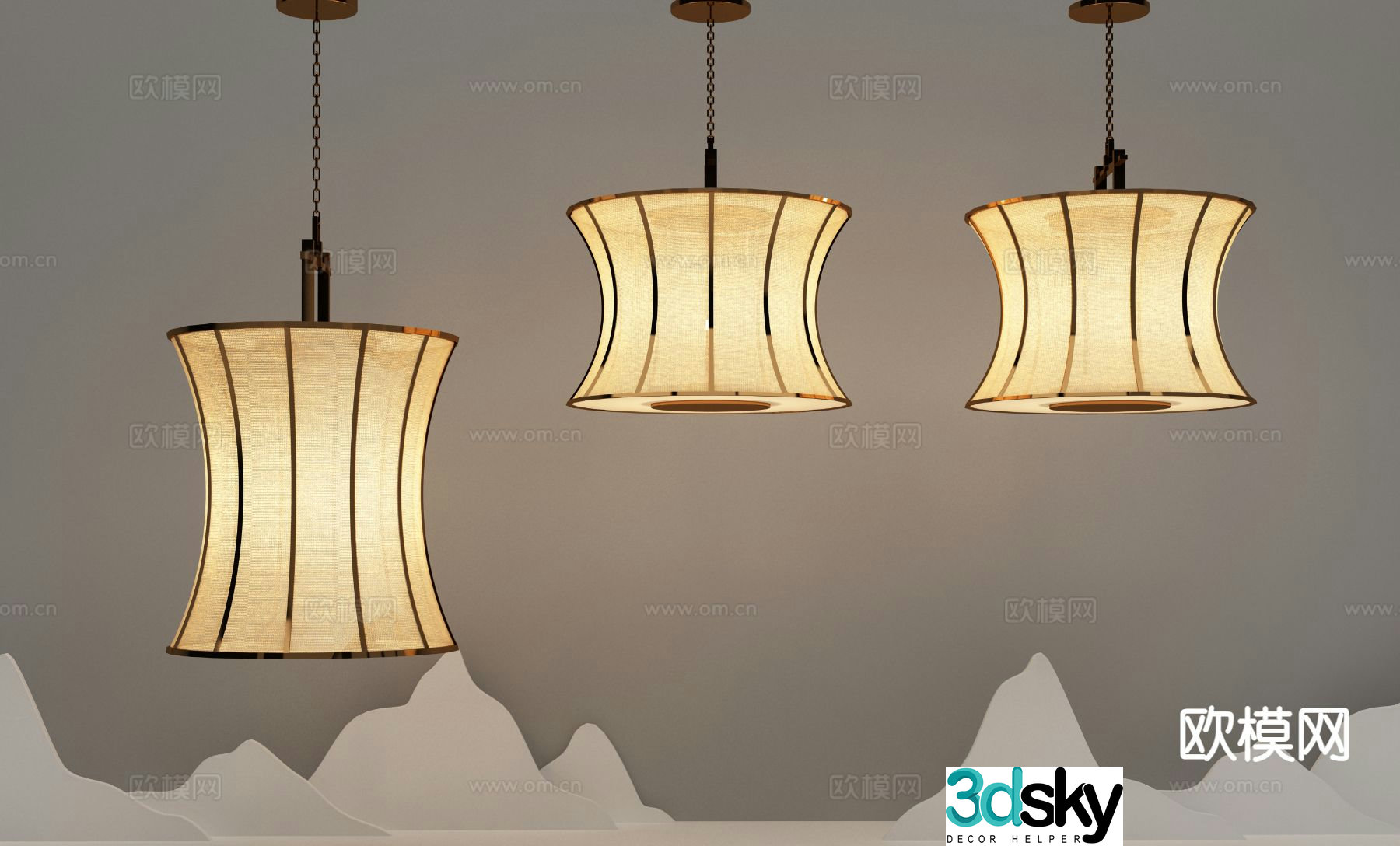 New Chinese style chandelier art chandelier 3d model