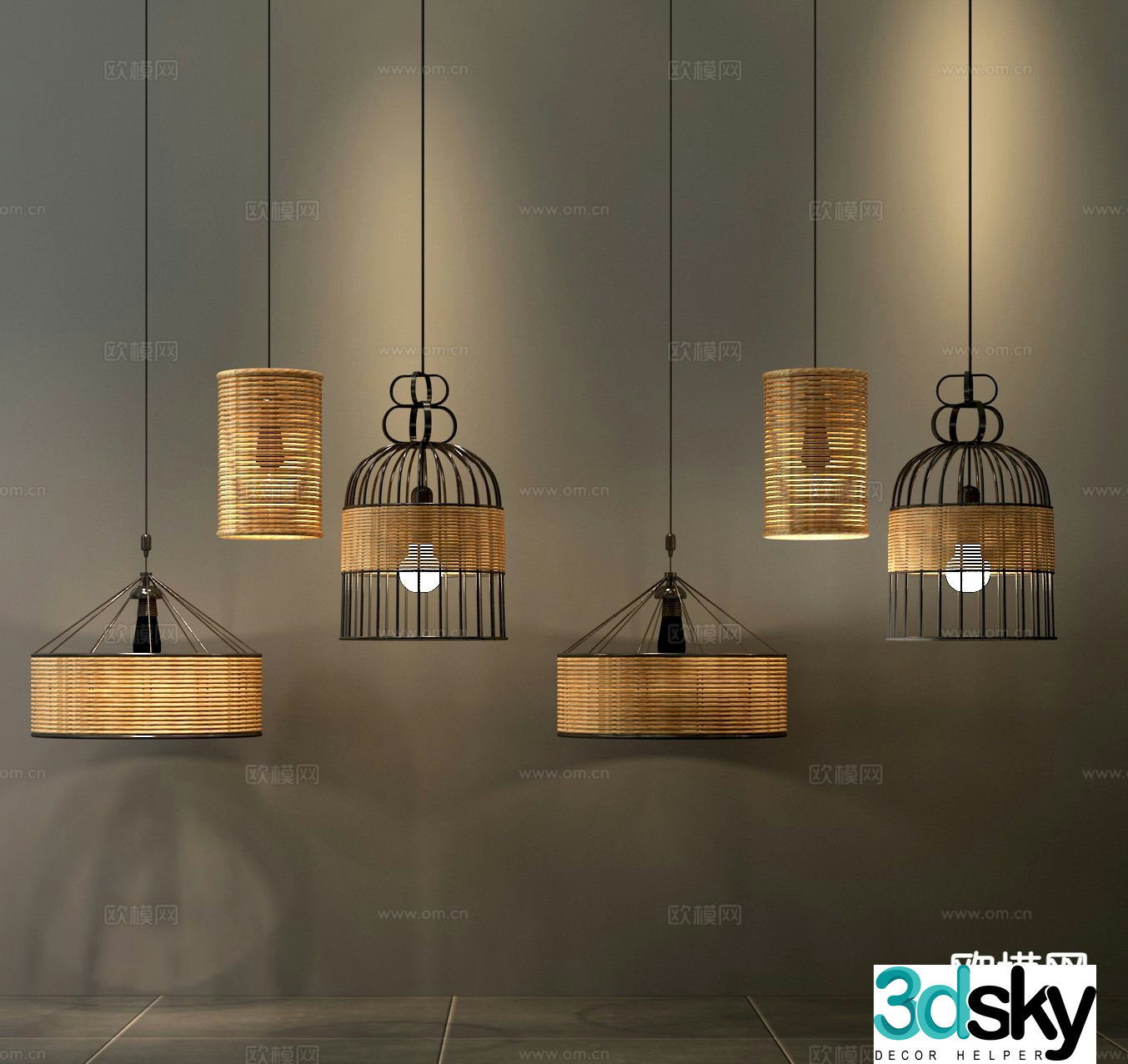 New Chinese style chandelier bamboo chandelier 3d model