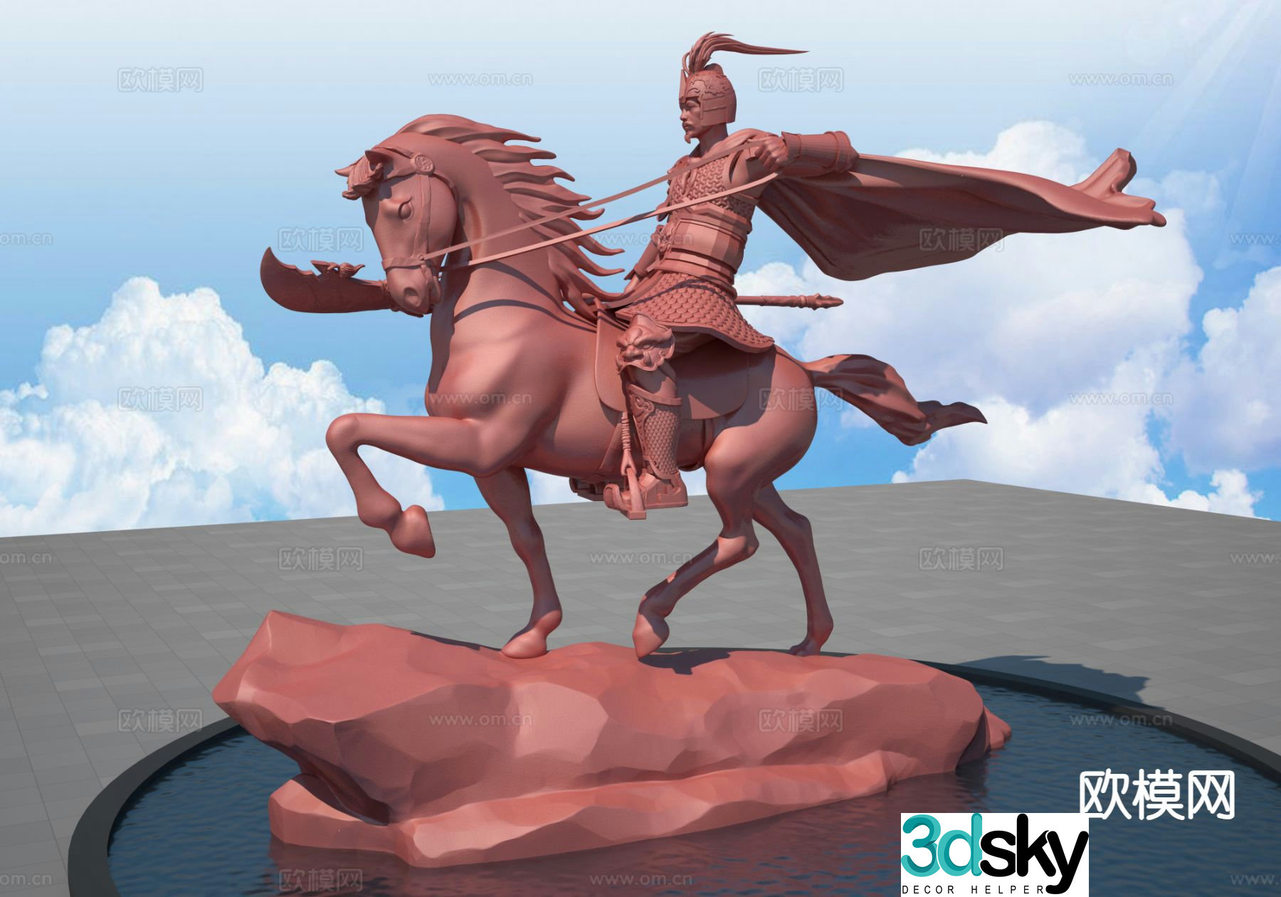 Three Kingdoms Sculpture Guan Yu Sculpture Landscape Sculpture 3D Model