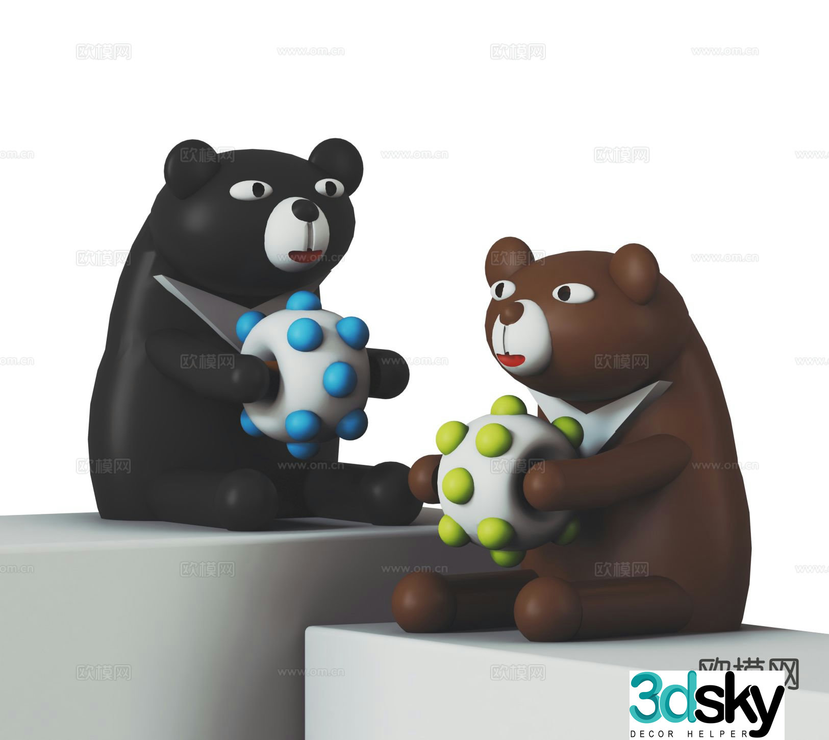 Modern bear doll trendy ornaments 3D model