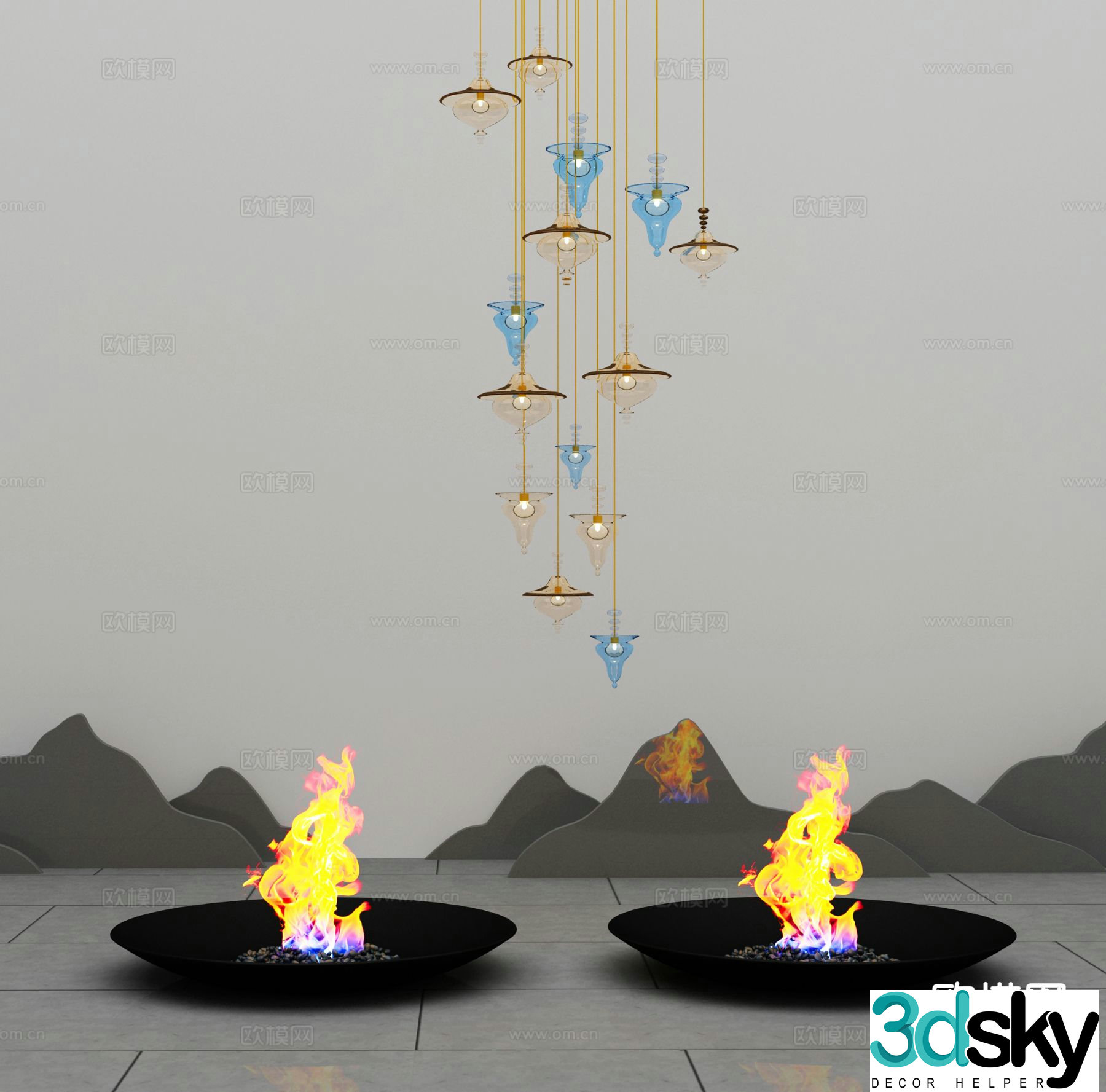 Light luxury chandelier bedside small chandelier 3d model