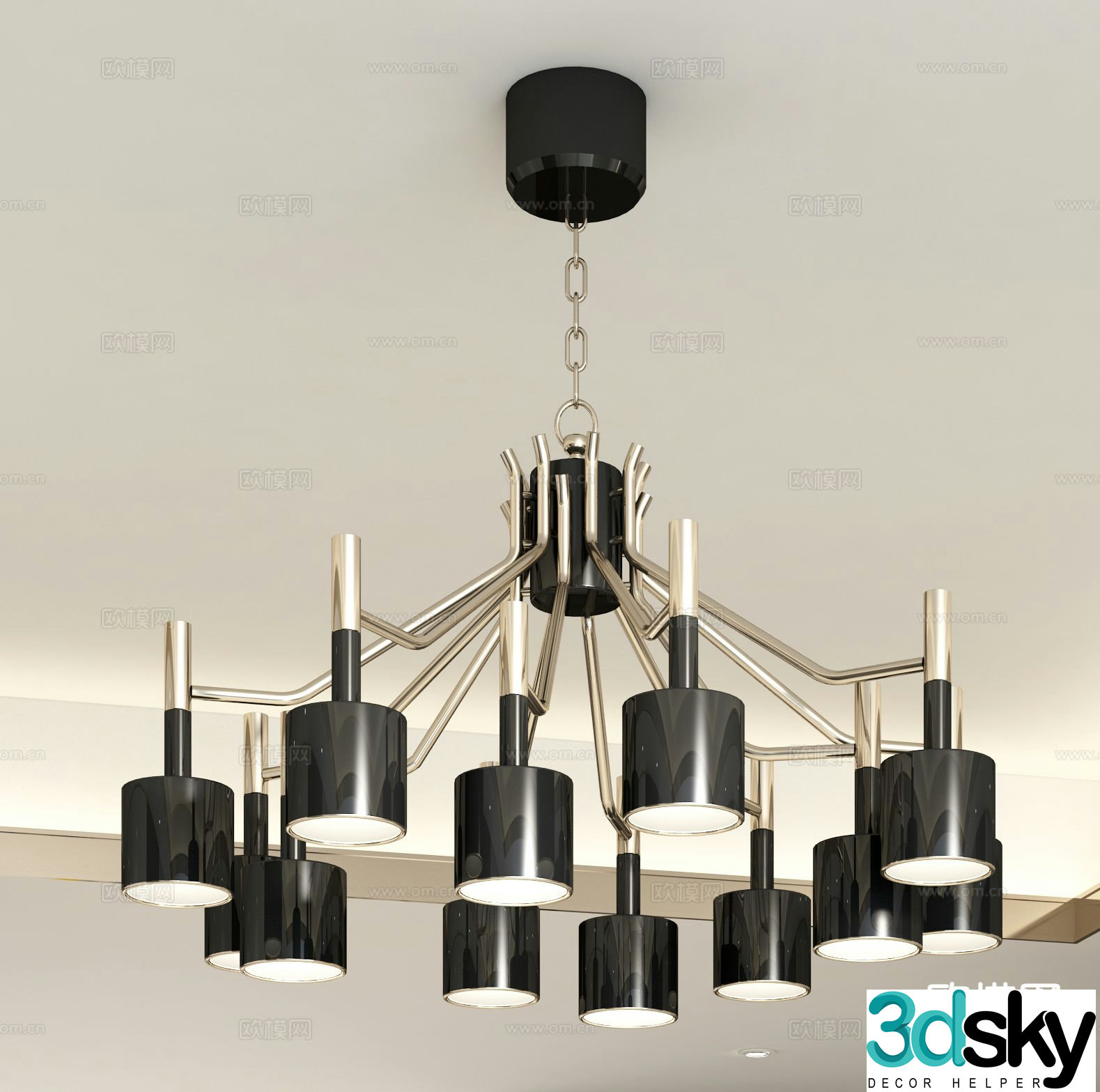 Light luxury chandelier hall chandelier 3d model