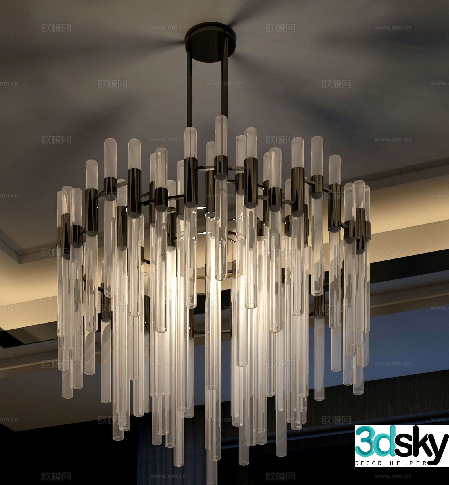 Modern crystal chandelier 3d model