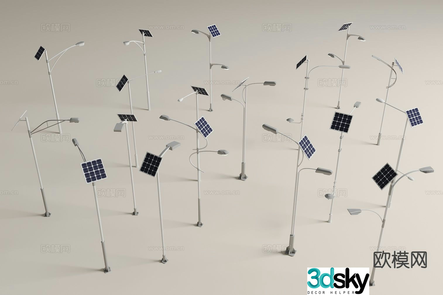 Modern solar street light outdoor light solar garden light 3d model