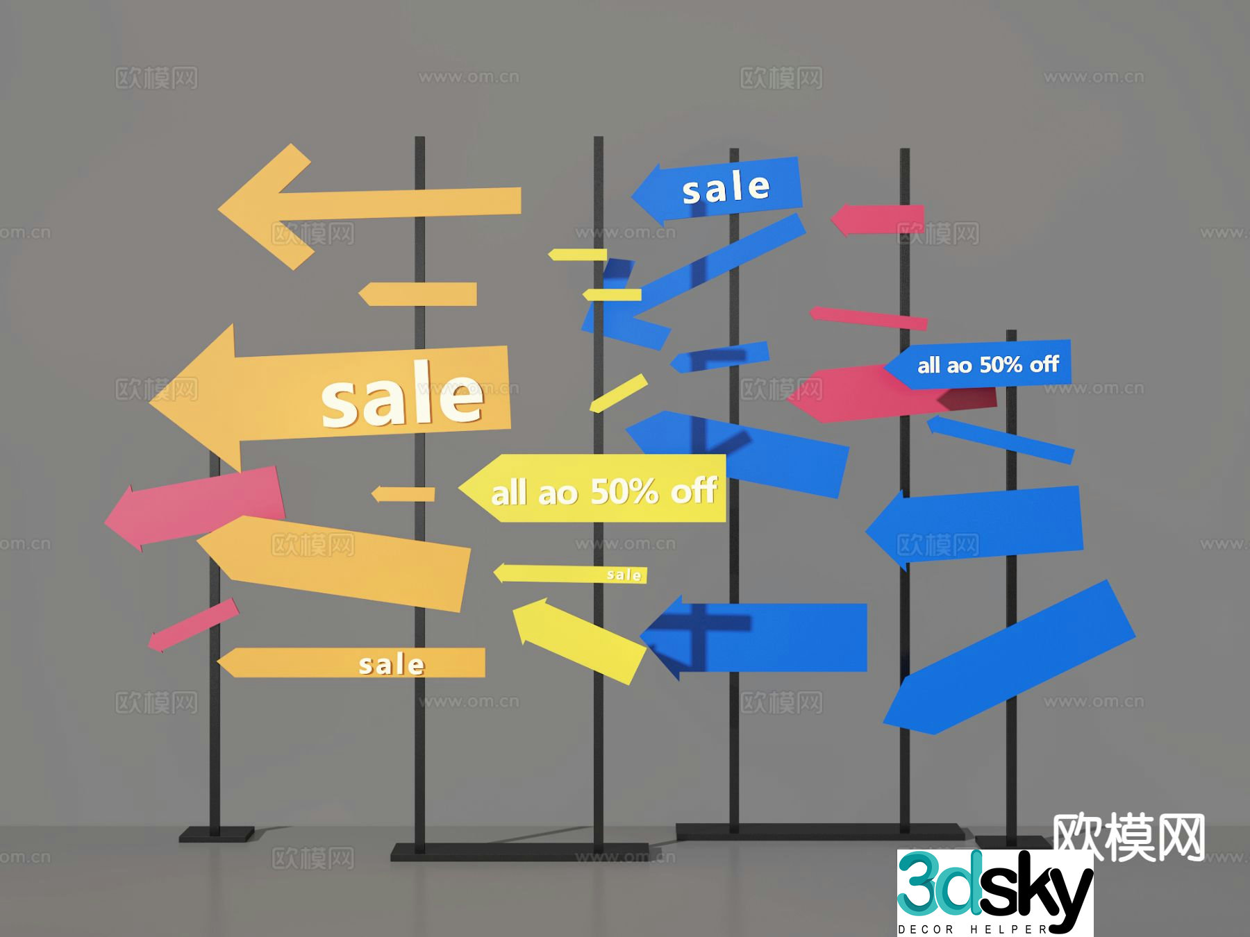 Display sign, guide sign 3d model