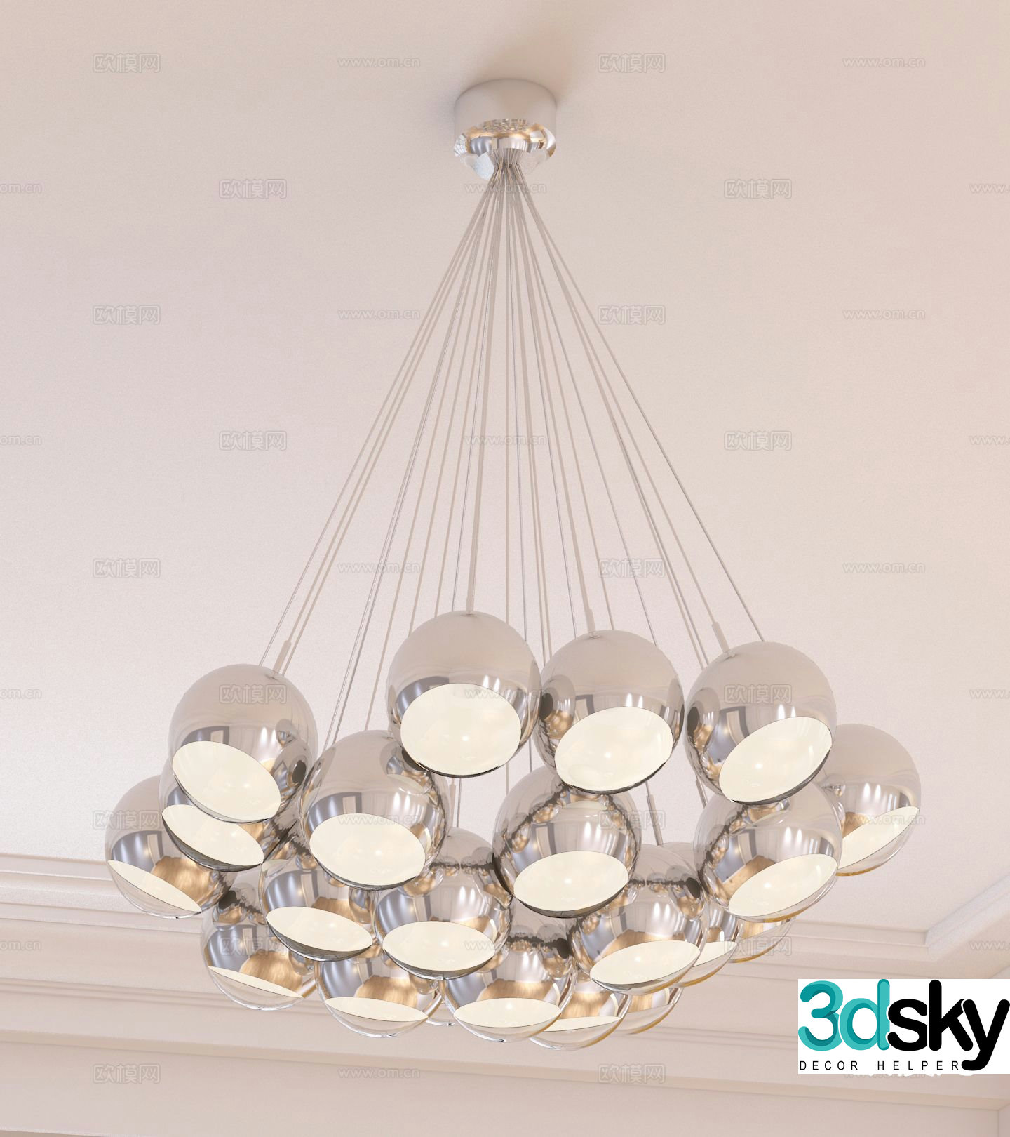 Light luxury chandelier spherical chandelier 3d model