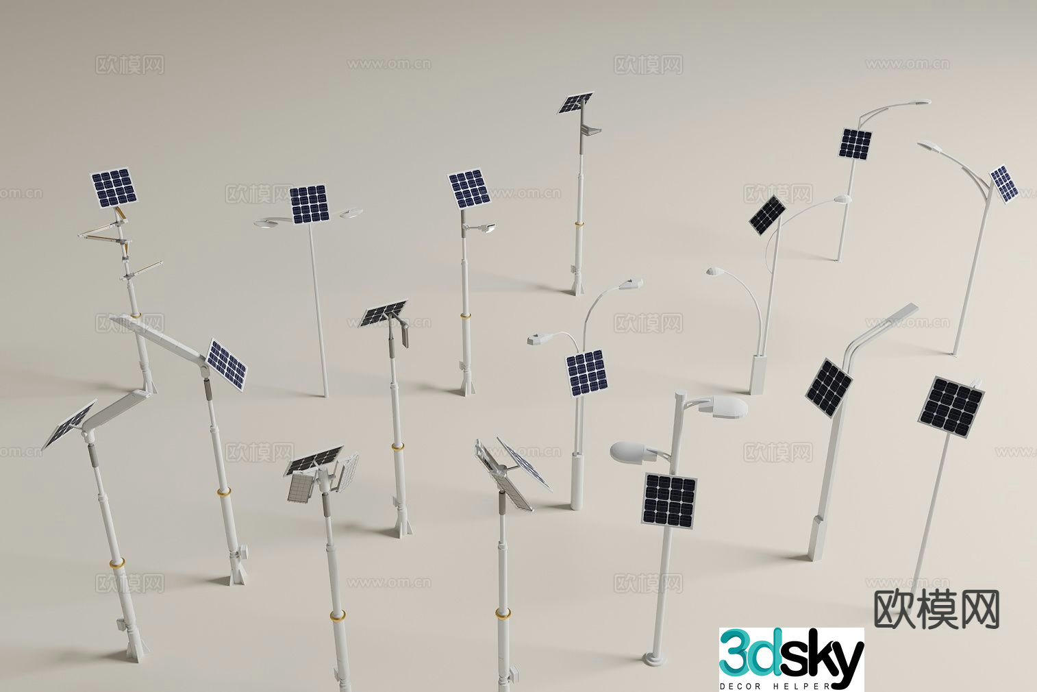 Modern solar street light outdoor light solar garden light 3d model