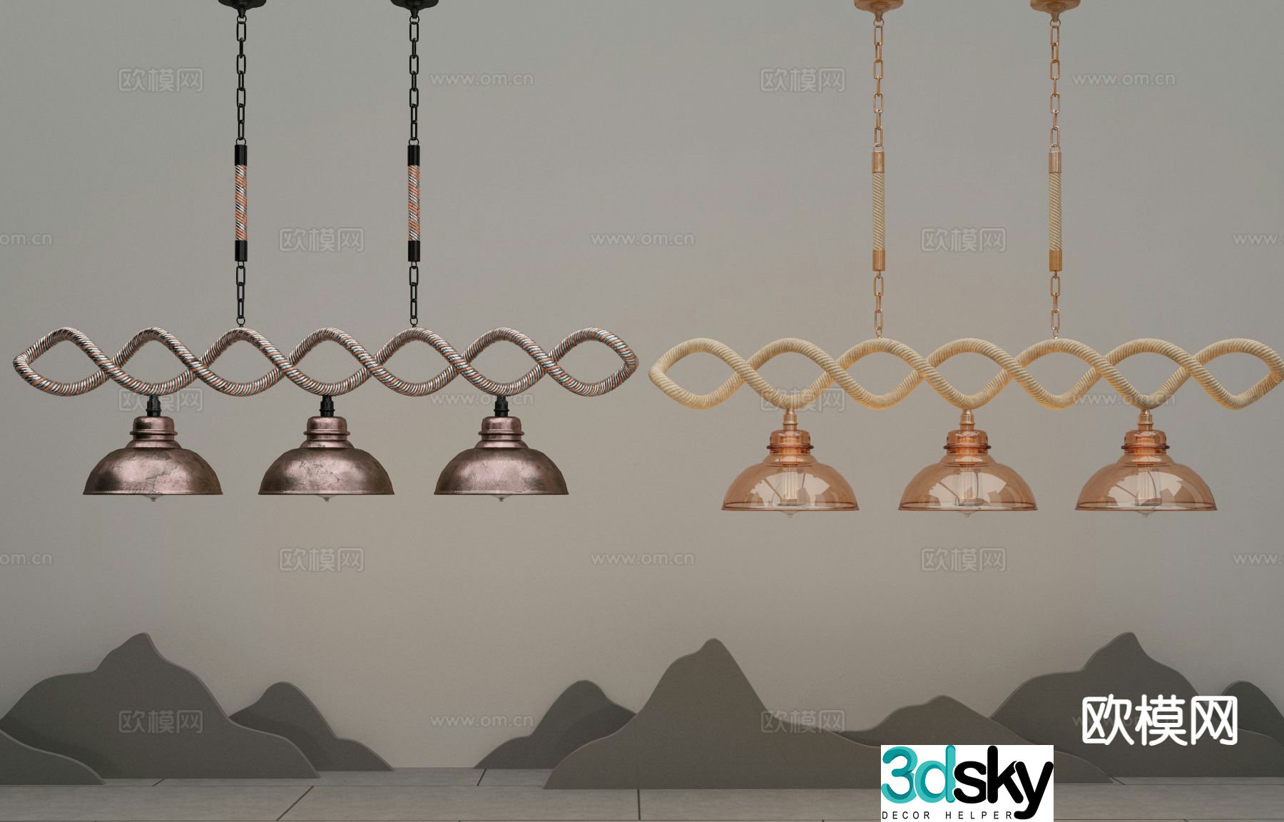 Light luxury chandelier restaurant chandelier 3d model