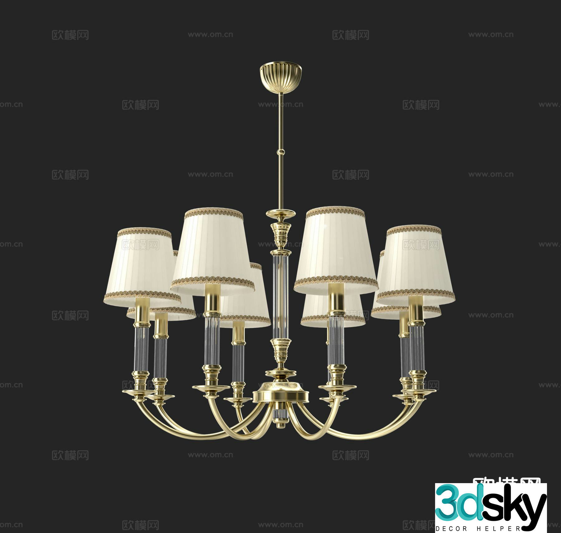 European style chandelier hall chandelier 3d model