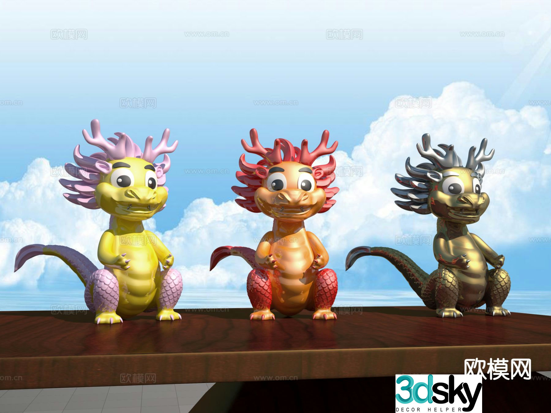 Little Dragon Fashionable Toy Sculpture Doll Cartoon Ornament 3D Model