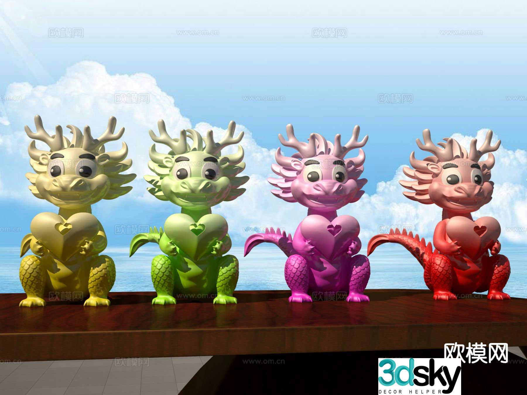 Little Dragon Fashionable Toy Sculpture Doll Cartoon Ornament 3D Model