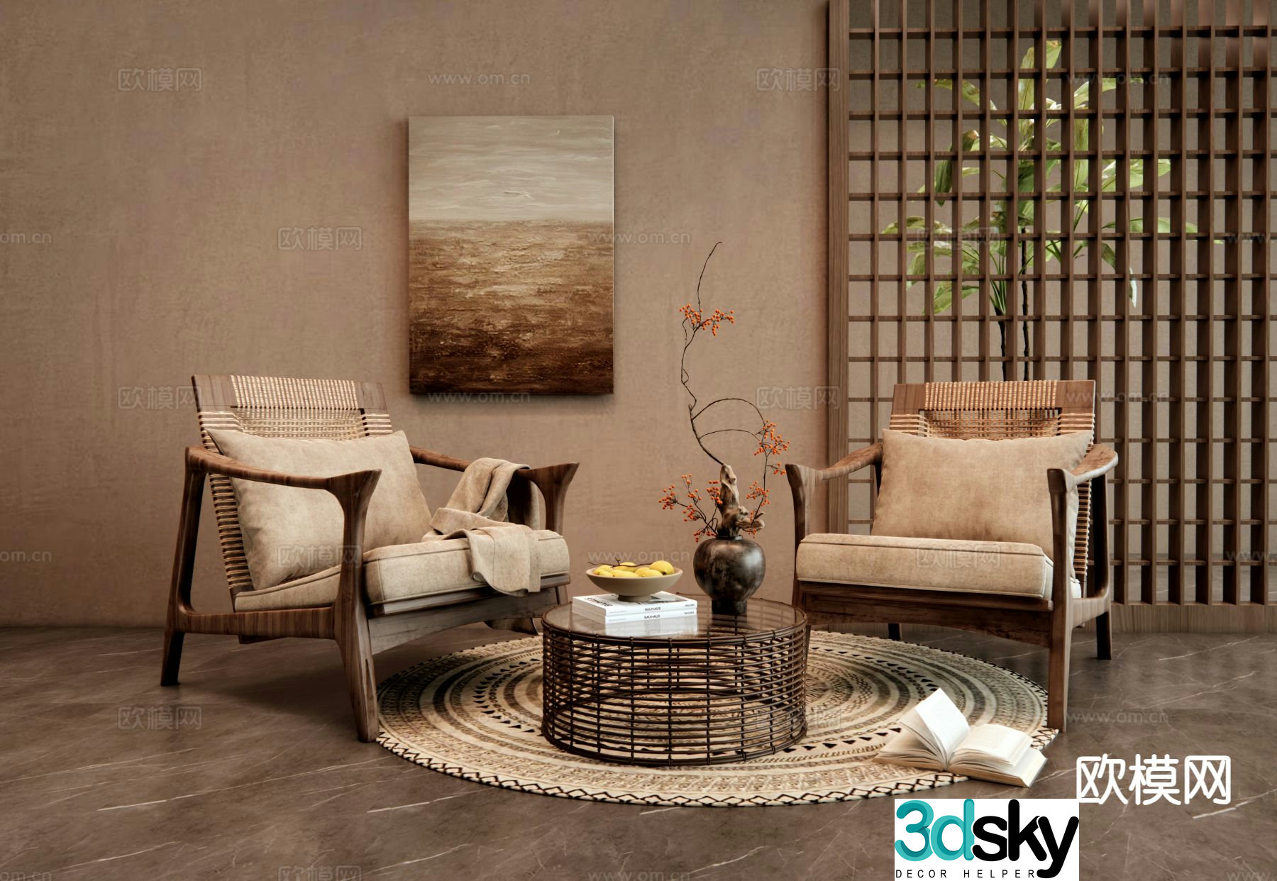 wabi-sabi armchair chair leisure chair 3d model