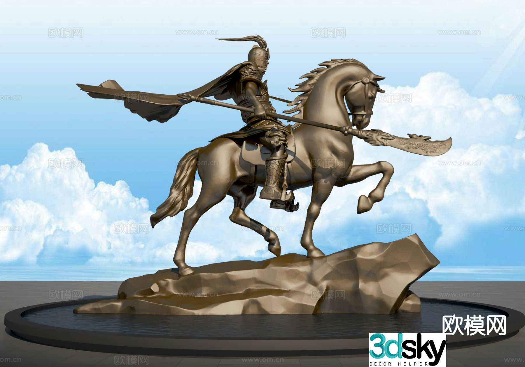 Three Kingdoms Sculpture Zhao Zilong Sculpture 3D Model