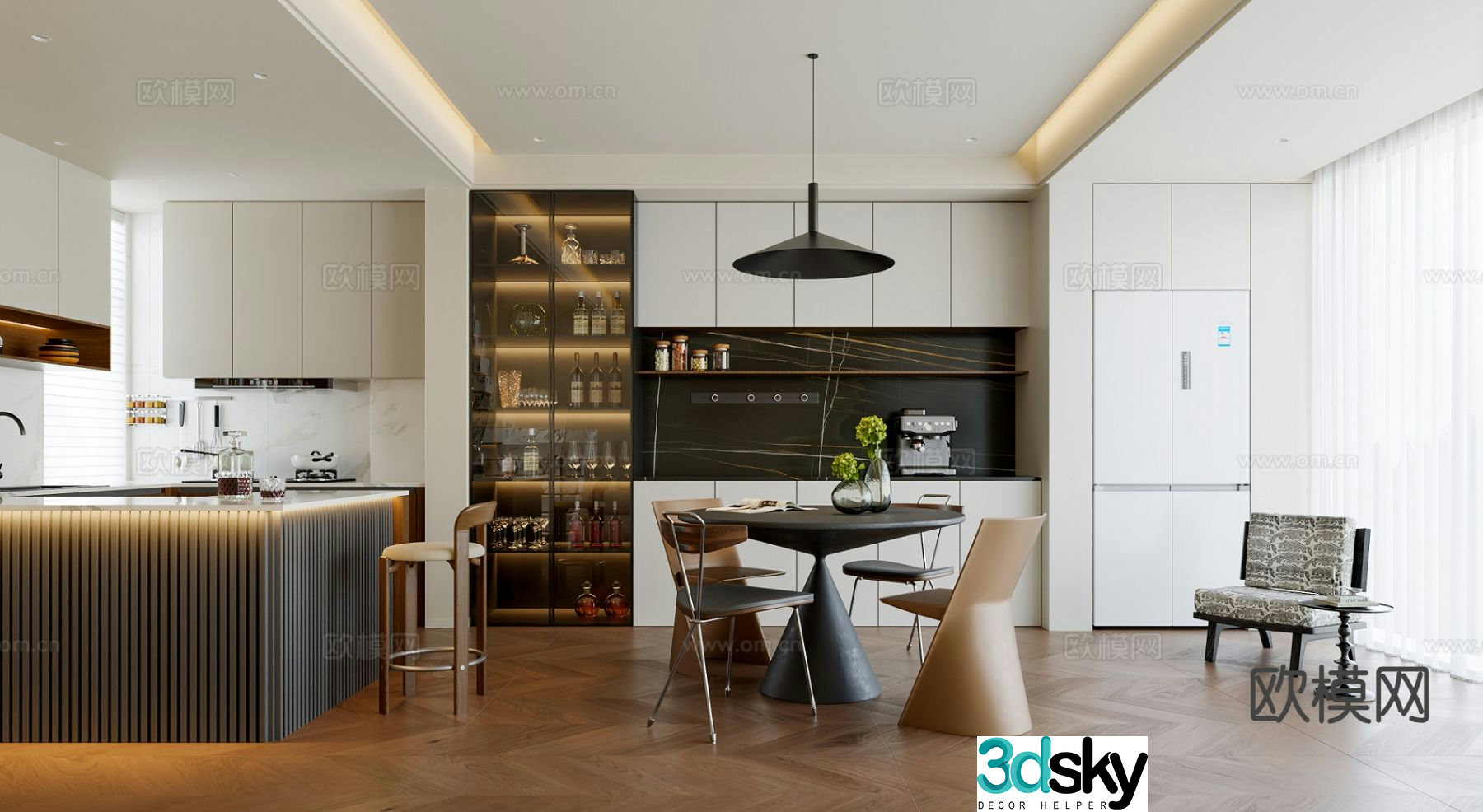 Modern guest restaurant 3d model
