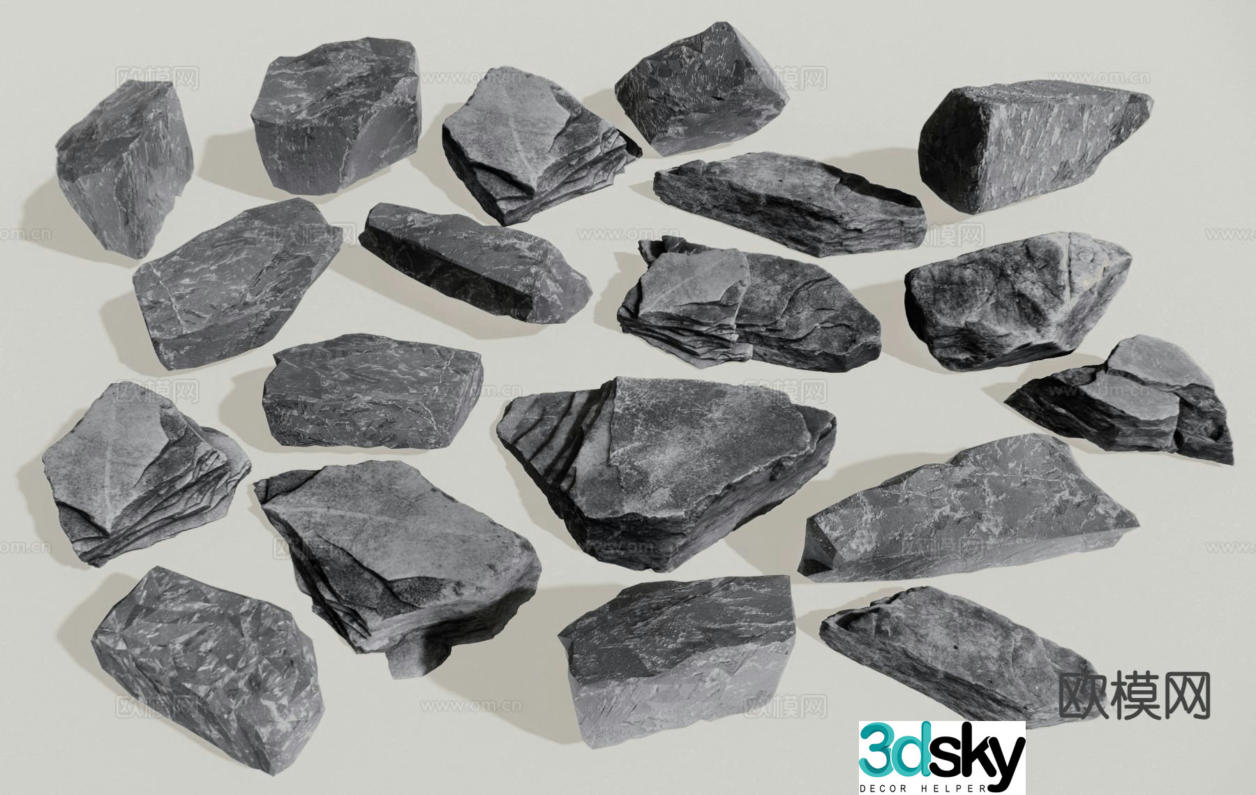 Modern landscape stones stones special-shaped stones paving stones 3D model