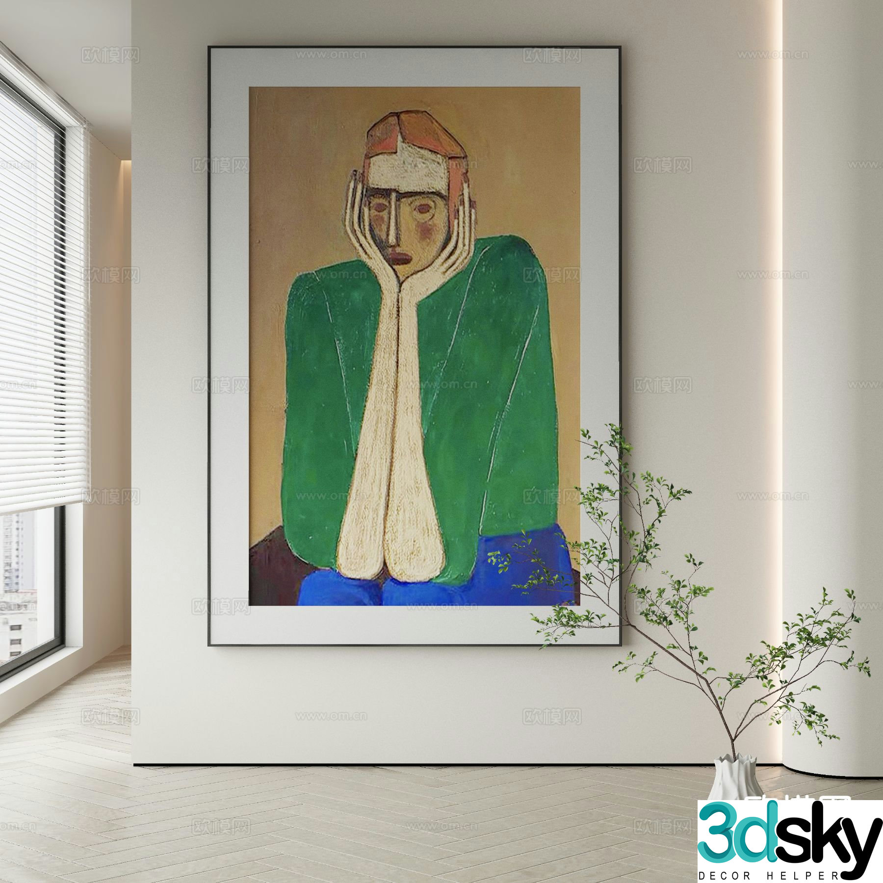 Nordic figure painting decorative painting hanging painting 3D model
