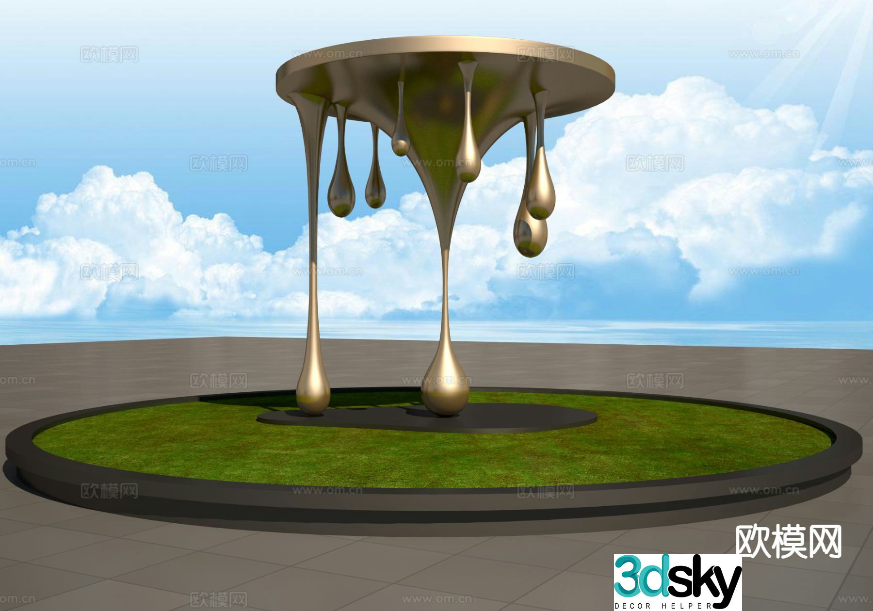 3D model of water drop gallery pavilion sculpture