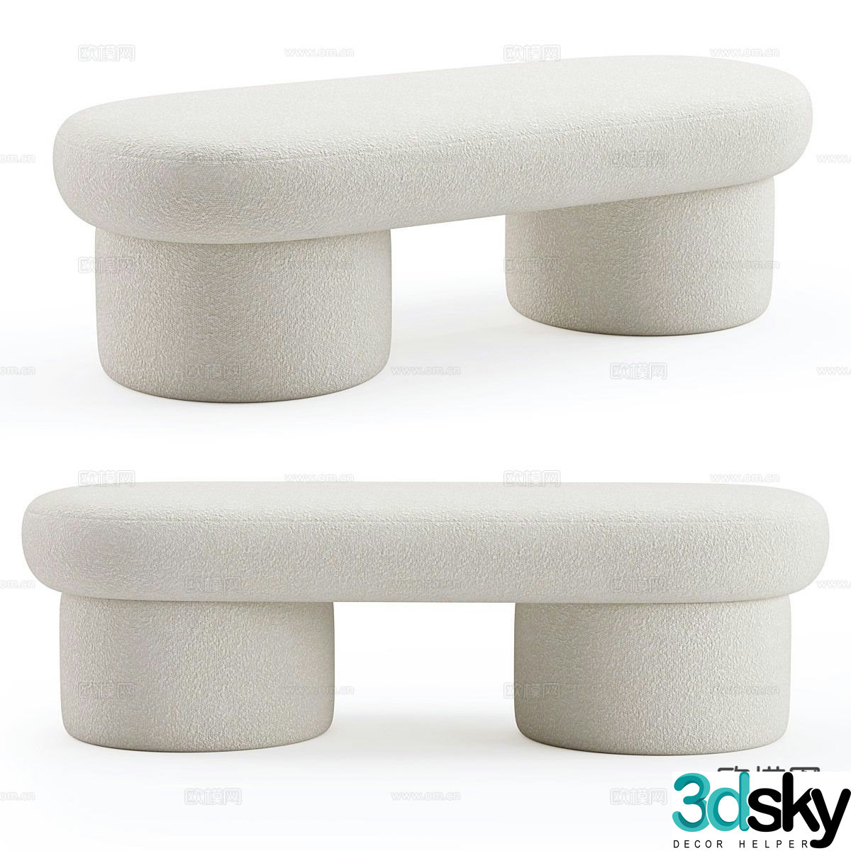 Bed end stool sofa bench footrest shoe changing stool 3d model
