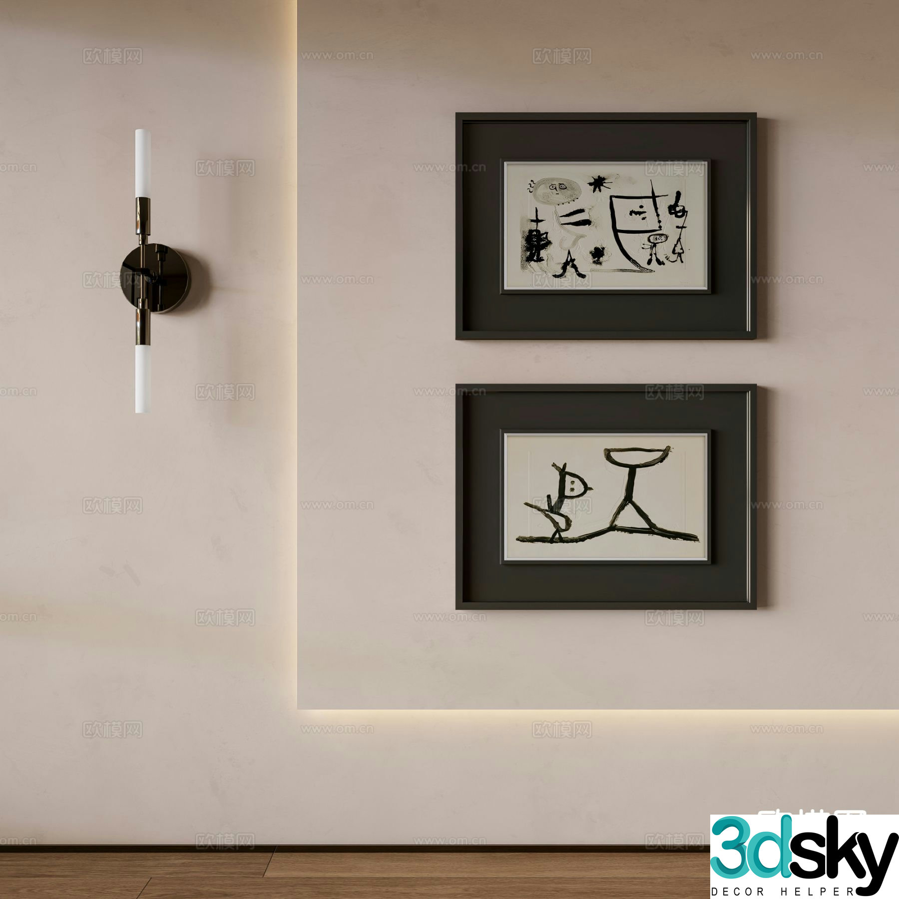 Medieval style decorative painting simple painting hanging painting 3D model