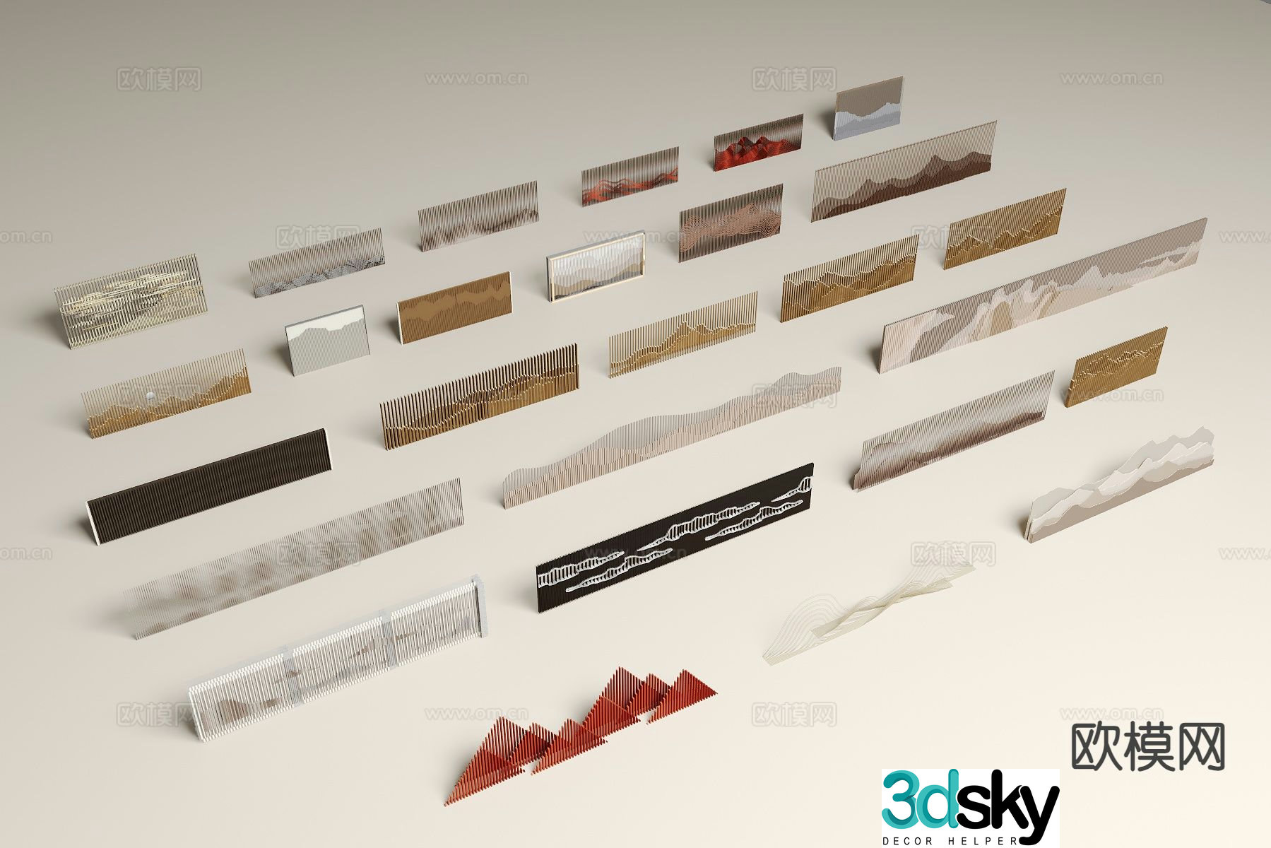 New Chinese style landscape wall park landscape wall 3D model