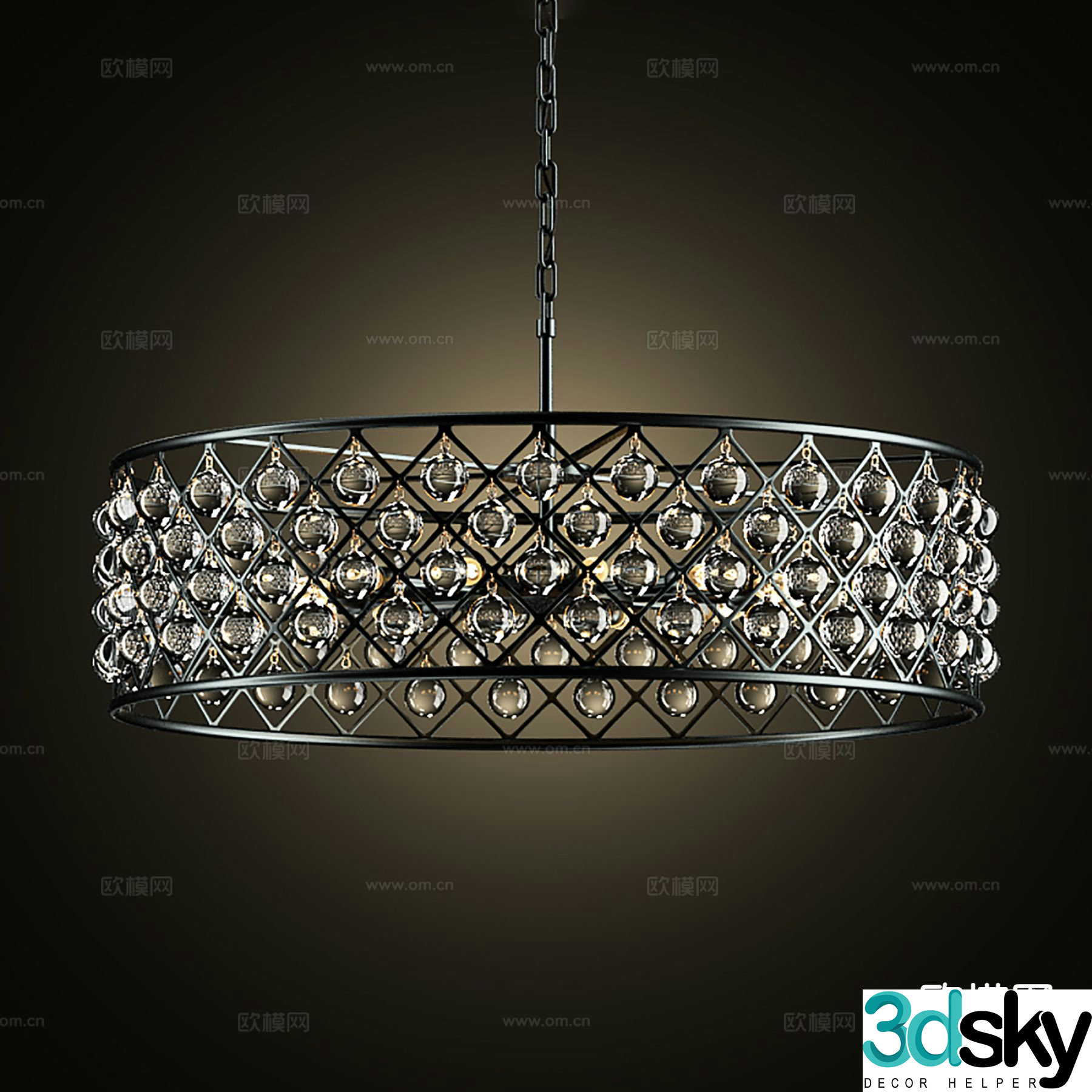 Light luxury chandelier ring chandelier 3d model