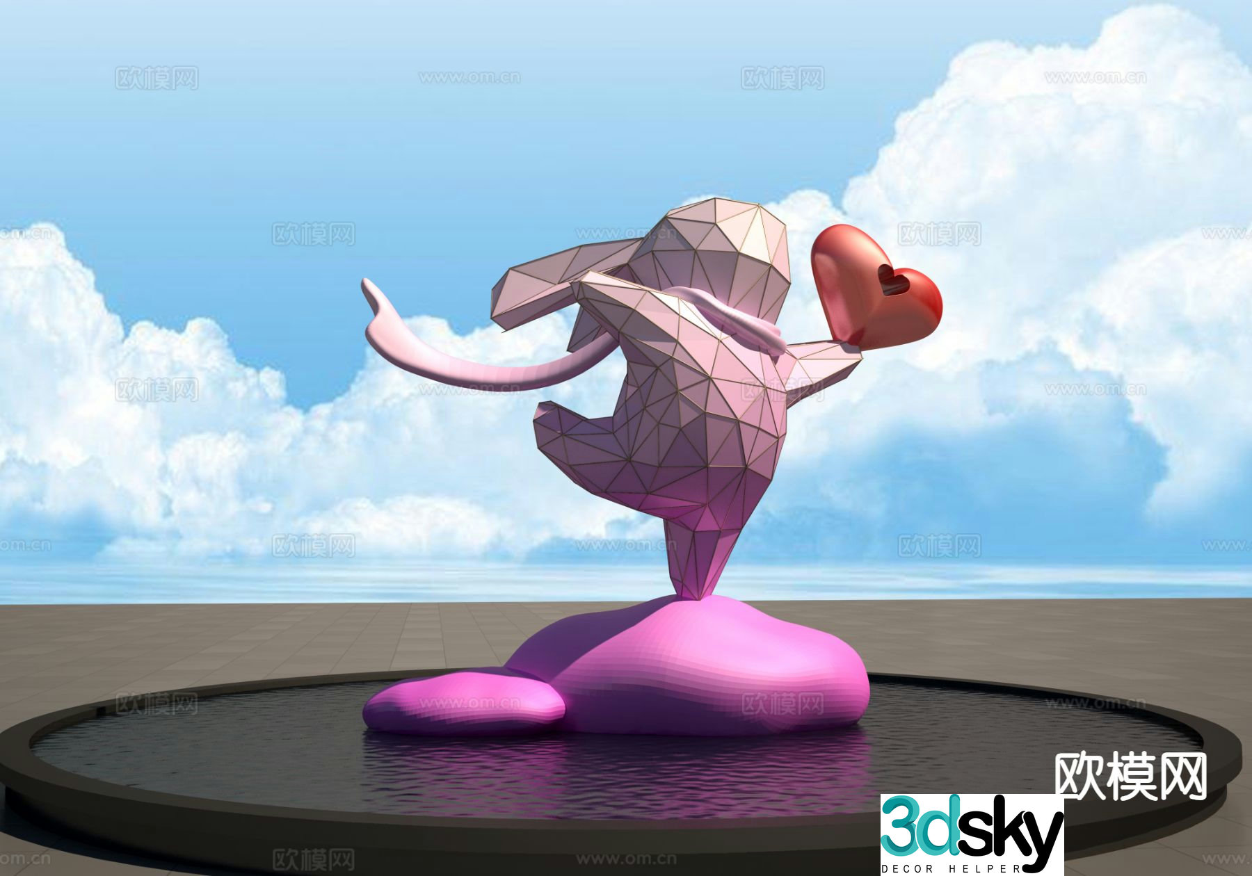 Flying Rabbit Sculpture Urban Sculpture 3D Model