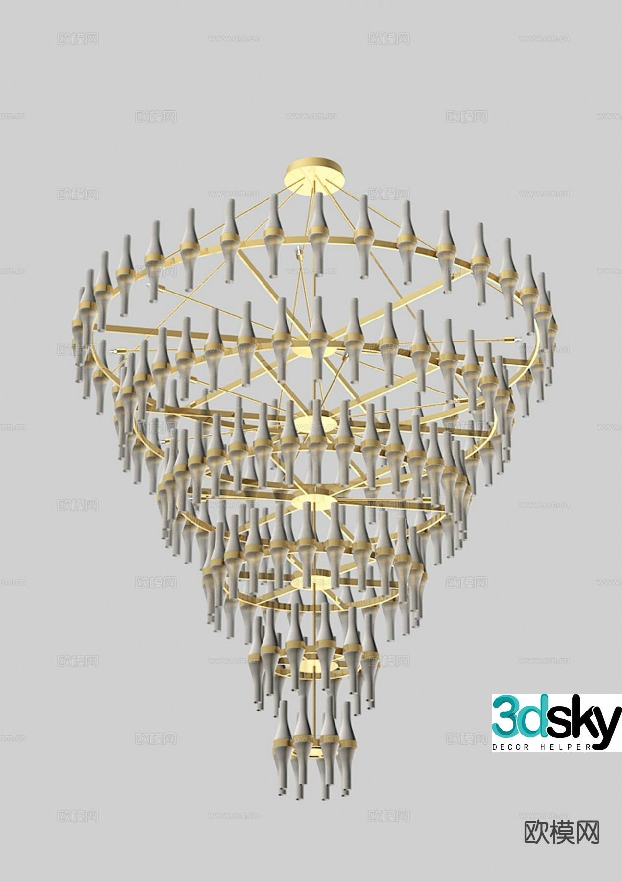 Light luxury multi-layer chandelier lobby chandelier 3D model