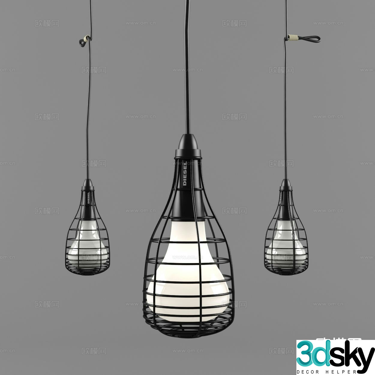 Industrial style small chandelier bedside small chandelier 3d model