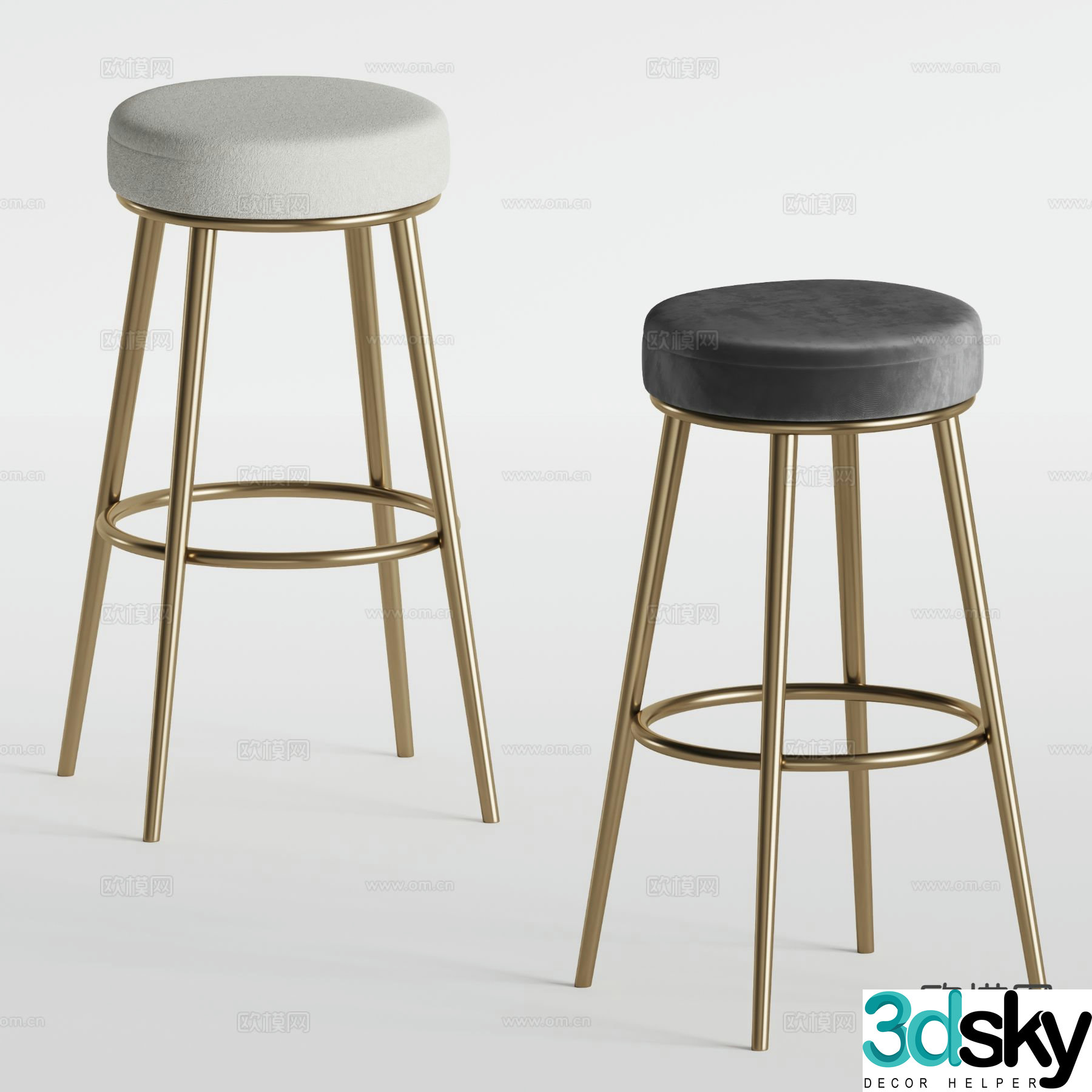 Modern bar stool bar stool high stool 3d model