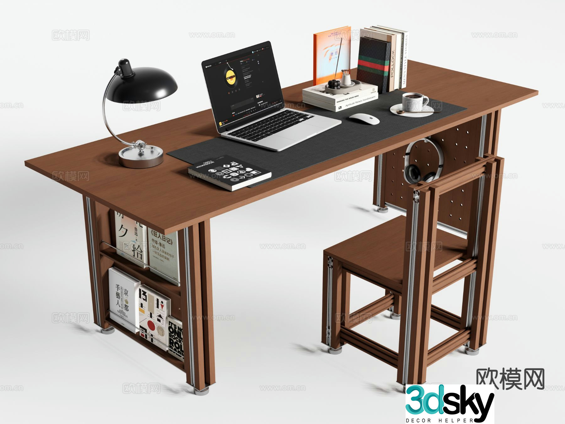 Medieval style desk writing desk computer desk 3d model