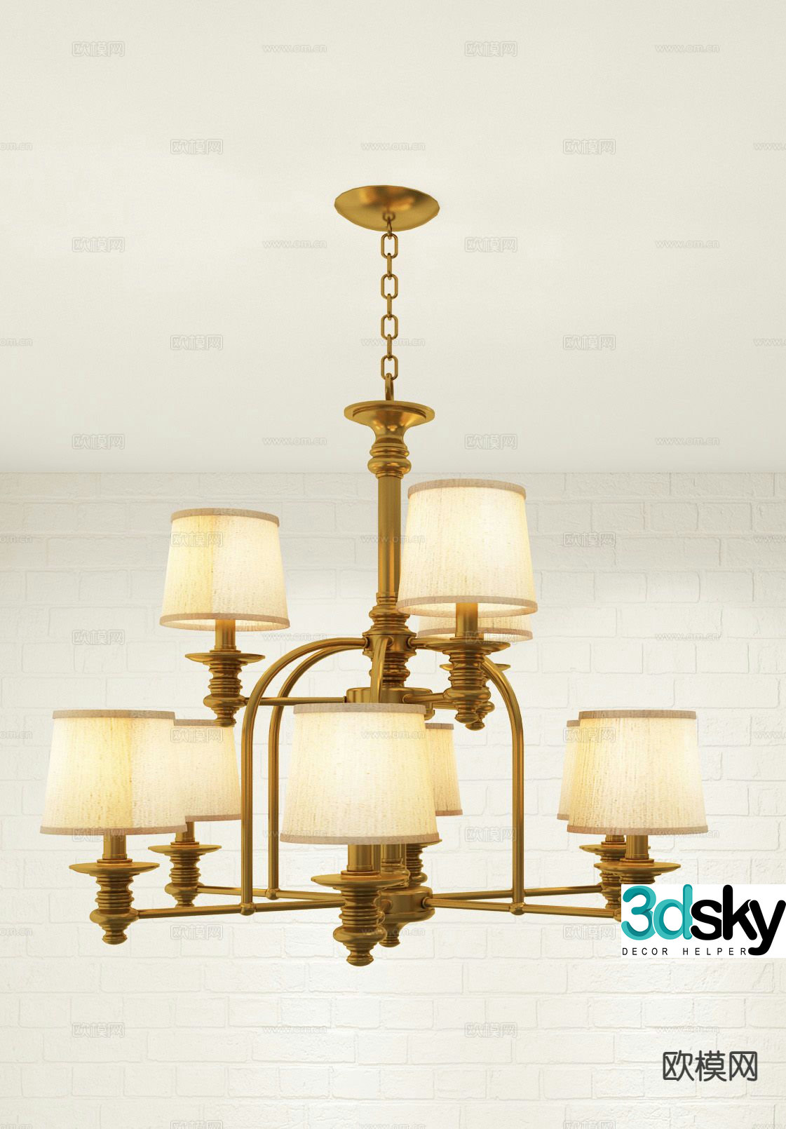 American chandelier multi-head chandelier 3d model