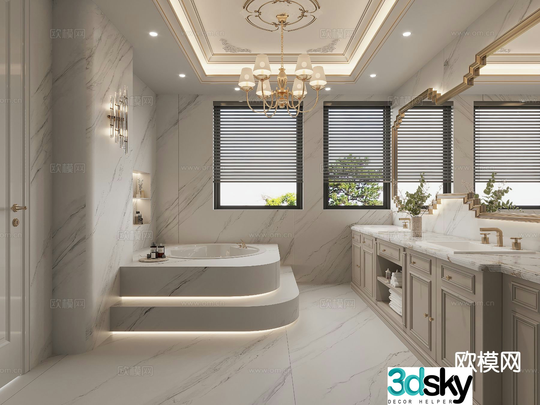 European style bathroom bathroom toilet 3d model