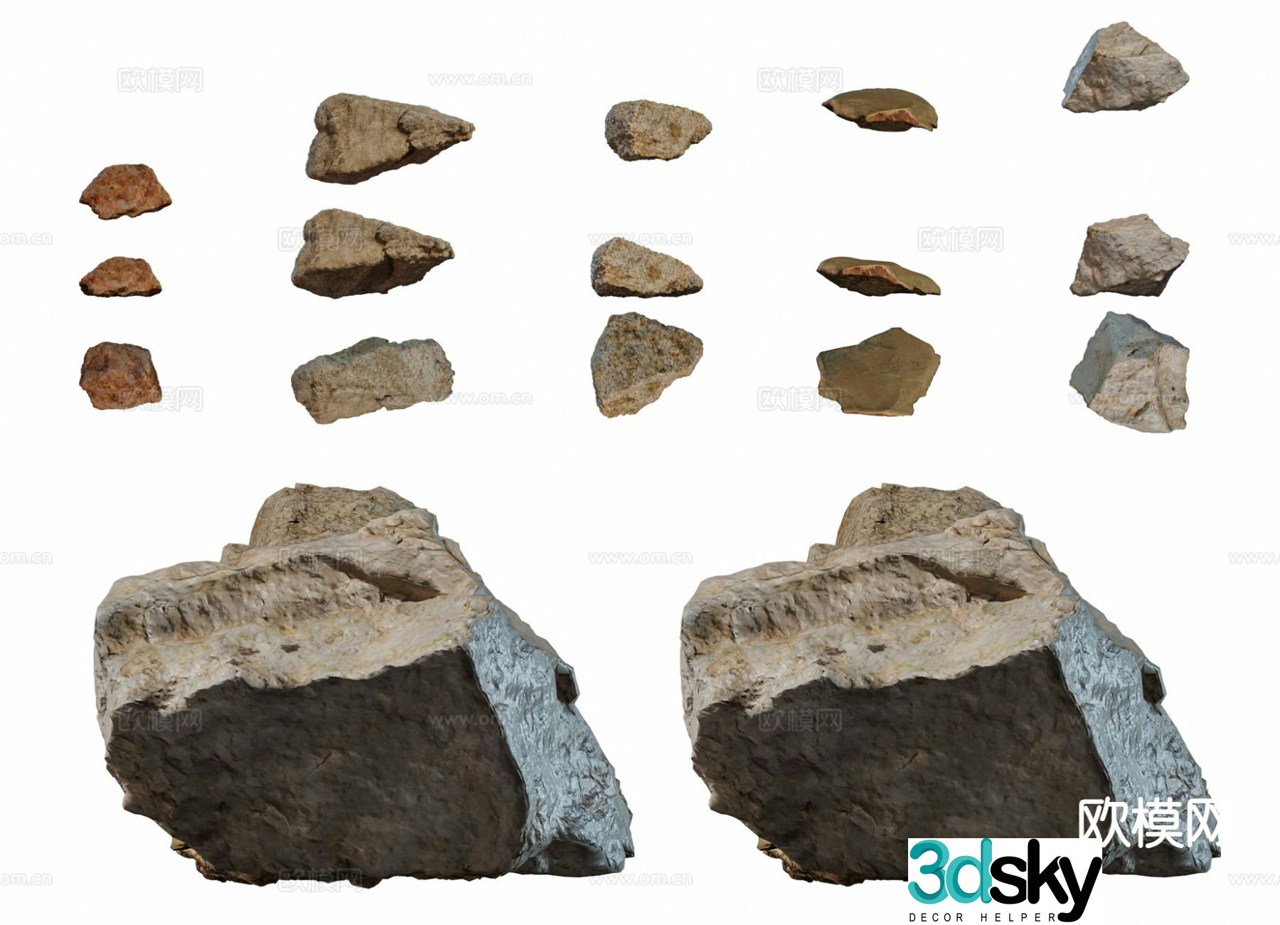 Modern outdoor stones landscape stones rocks 3d model