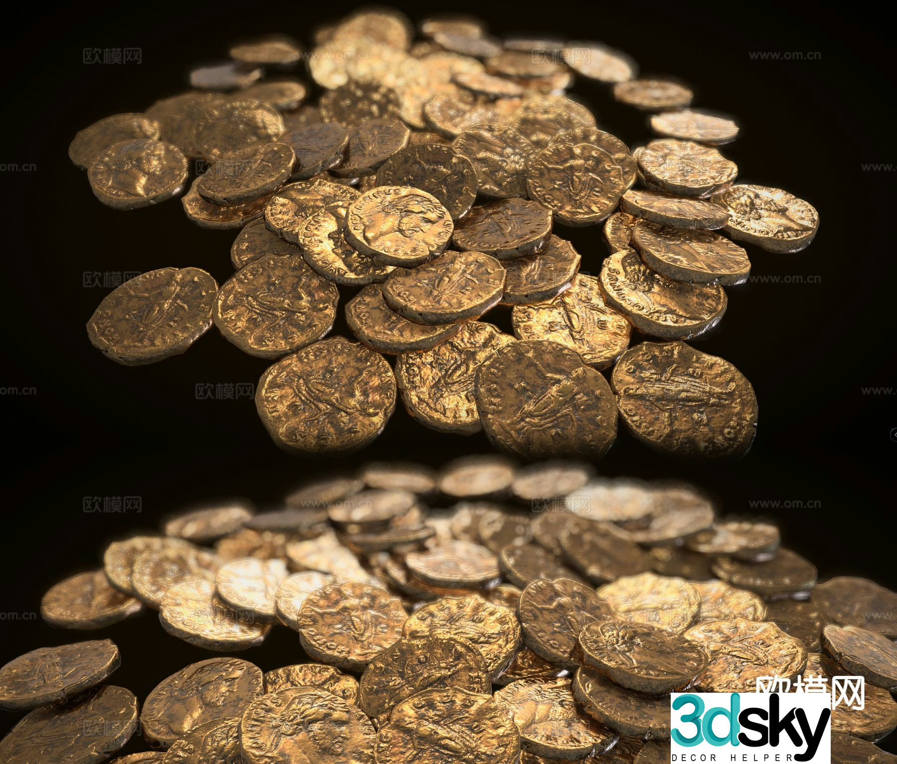 Modern roman coins gold coins ancient gold coins 3d model